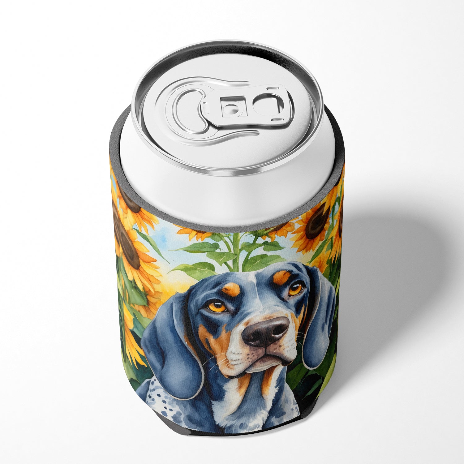 Bluetick Coonhound in Sunflowers Can or Bottle Hugger