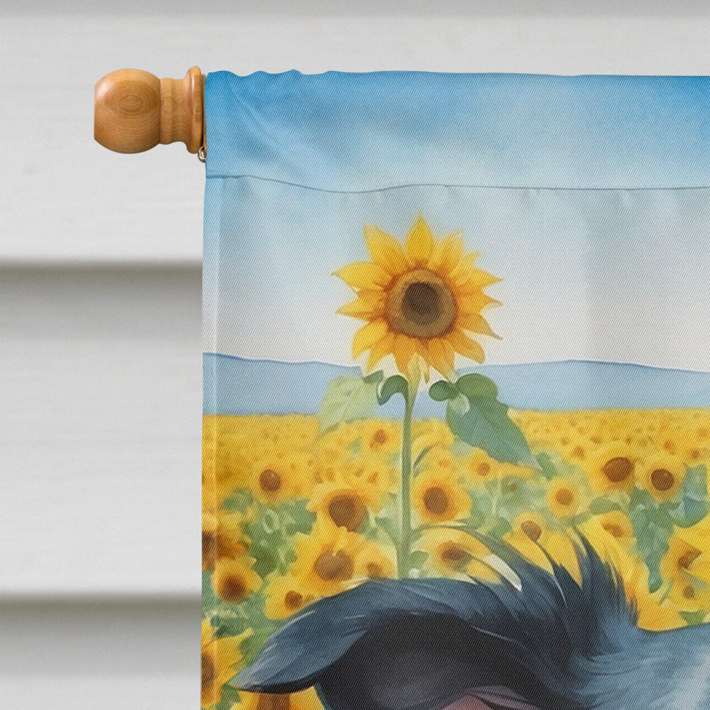 Border Collie in Sunflowers House Flag