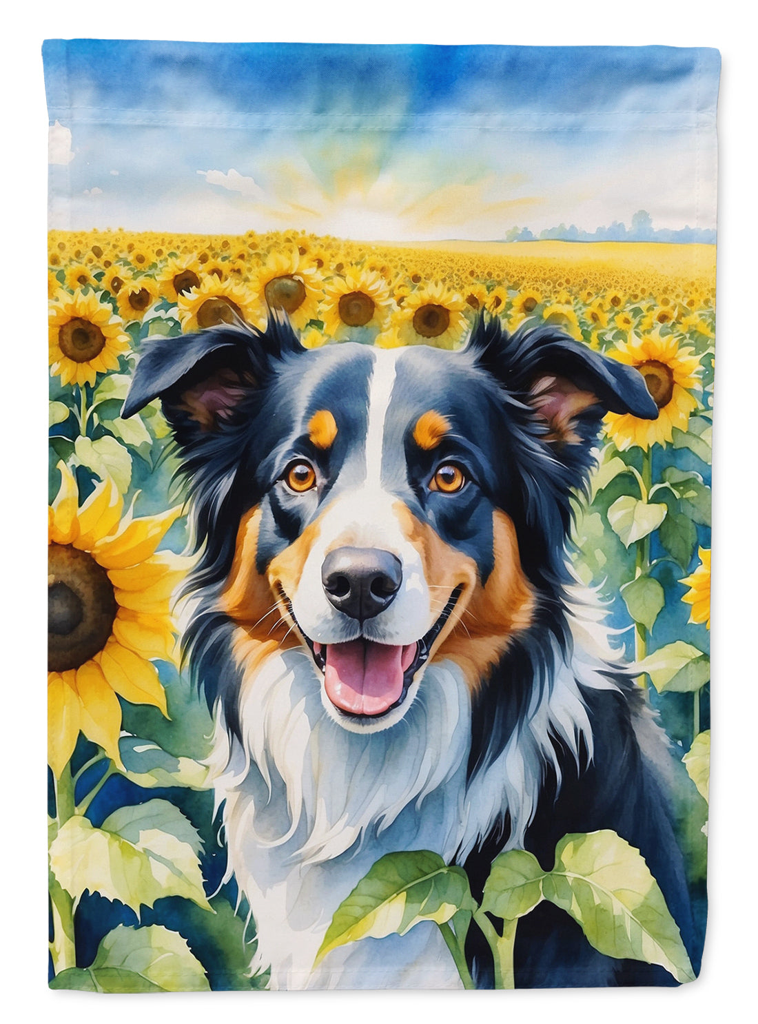 Buy this Border Collie in Sunflowers Garden Flag