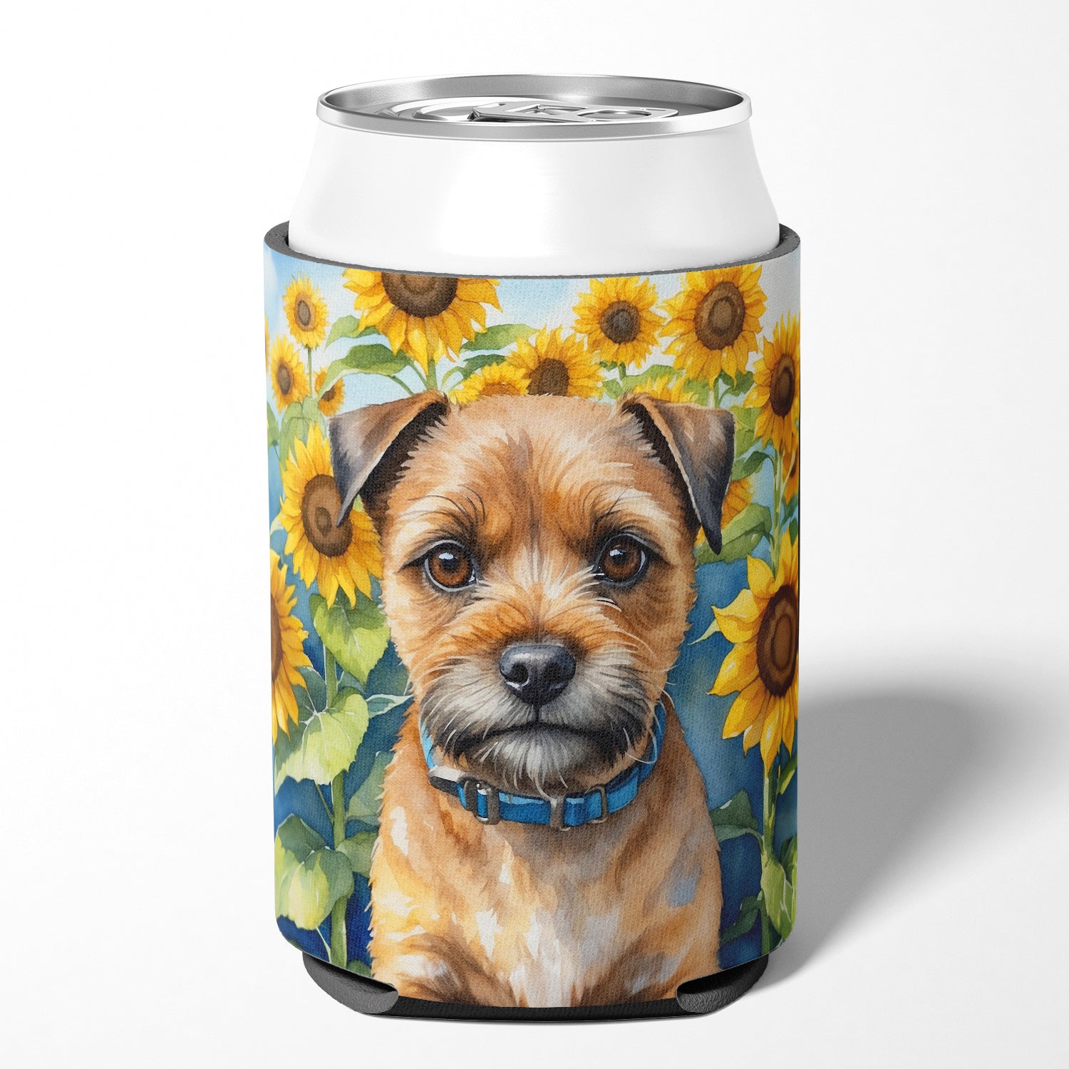 Border Terrier in Sunflowers Can or Bottle Hugger