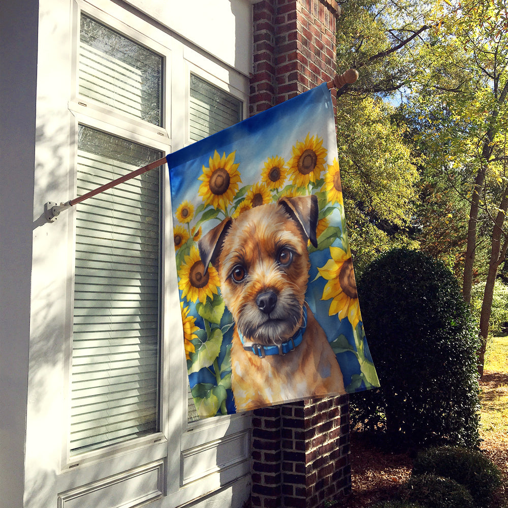 Buy this Border Terrier in Sunflowers House Flag