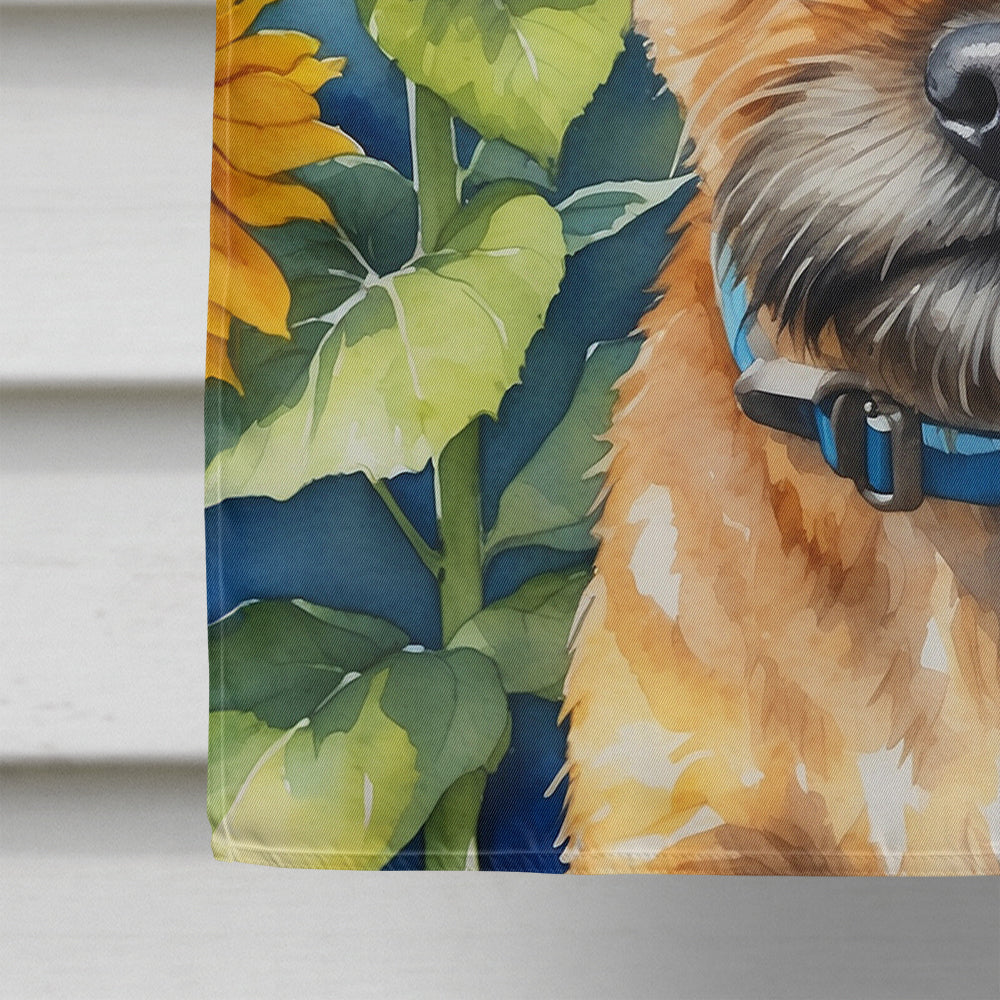 Border Terrier in Sunflowers House Flag