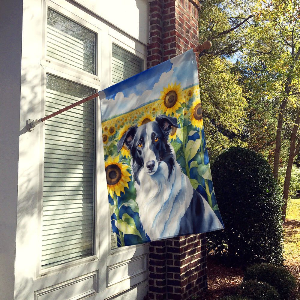 Borzoi in Sunflowers House Flag