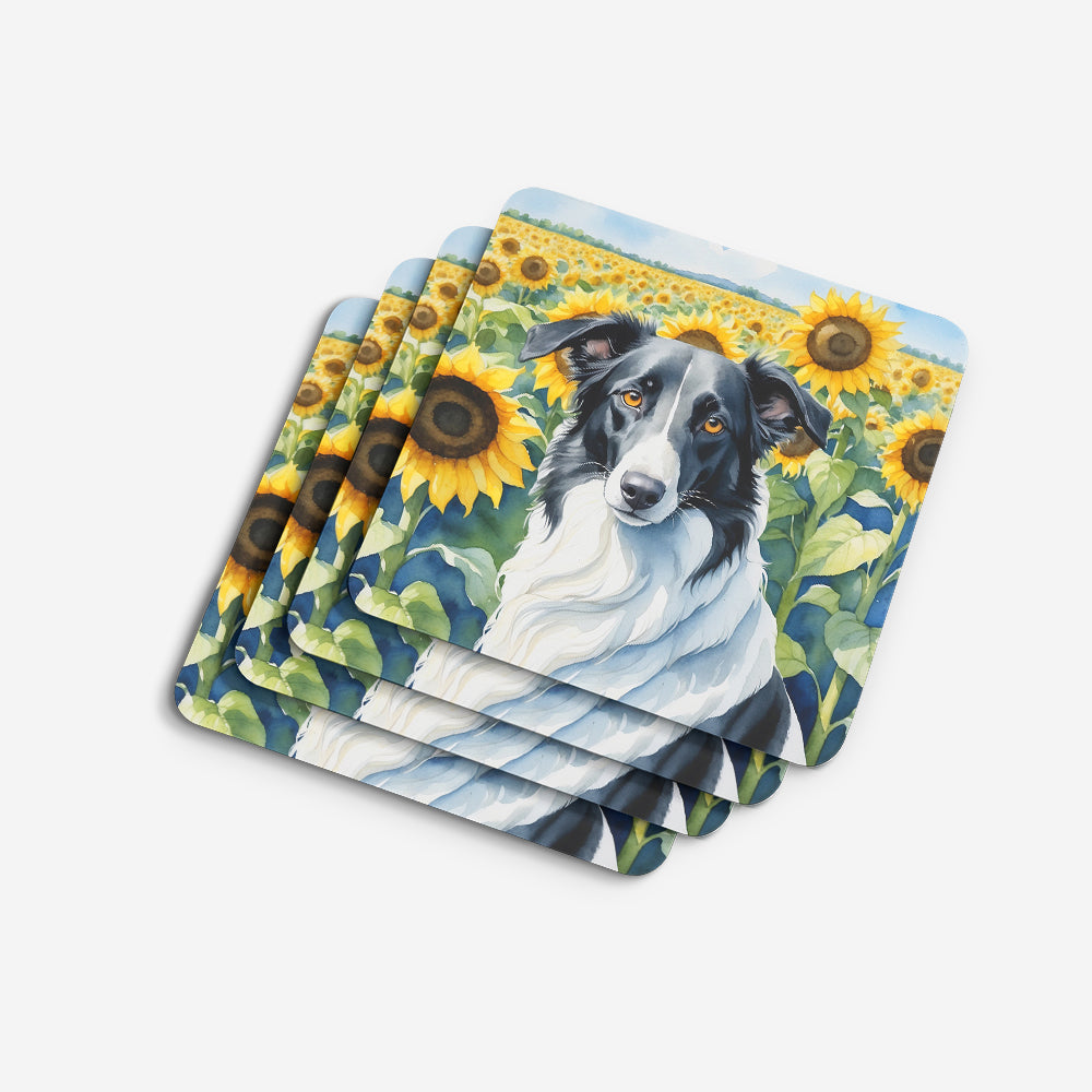Borzoi in Sunflowers Foam Coasters