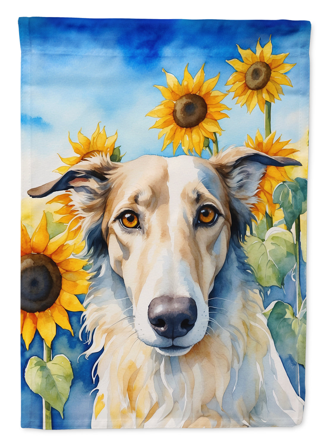 Buy this Borzoi in Sunflowers House Flag