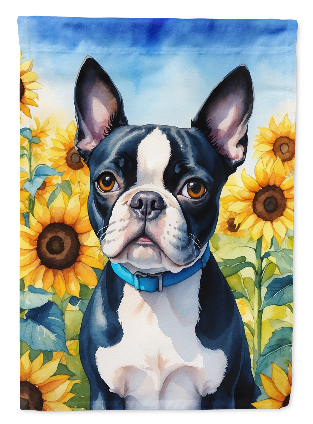 Buy this Boston Terrier in Sunflowers Garden Flag