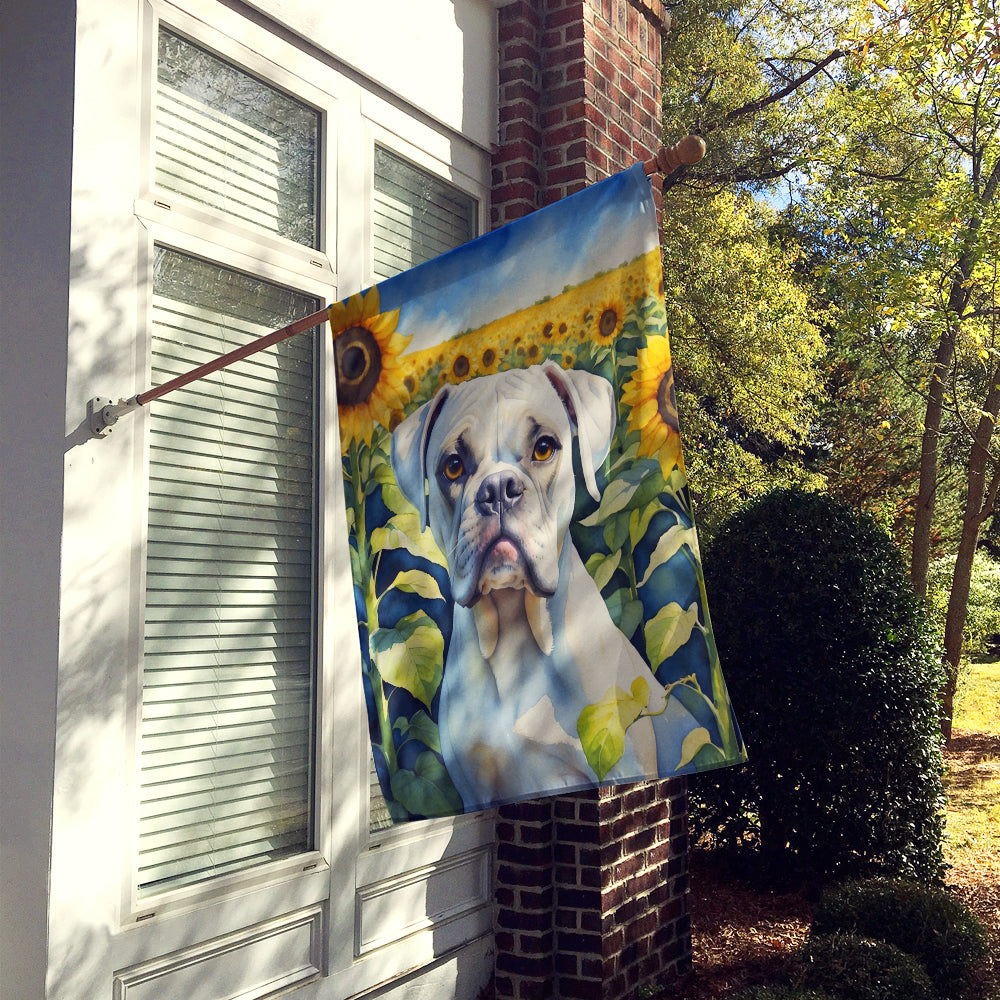 Boxer in Sunflowers House Flag