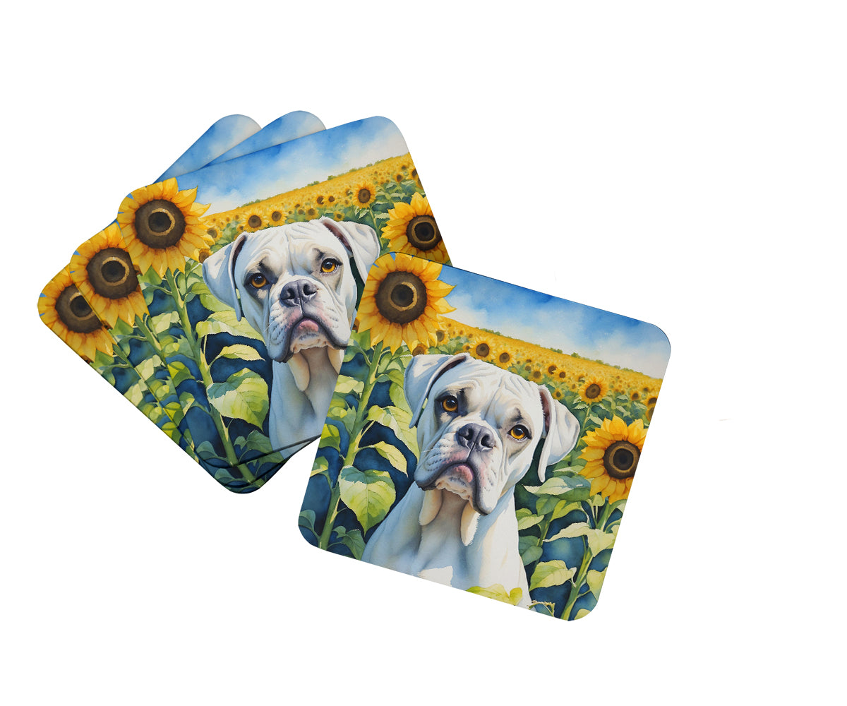 Buy this Boxer in Sunflowers Foam Coasters
