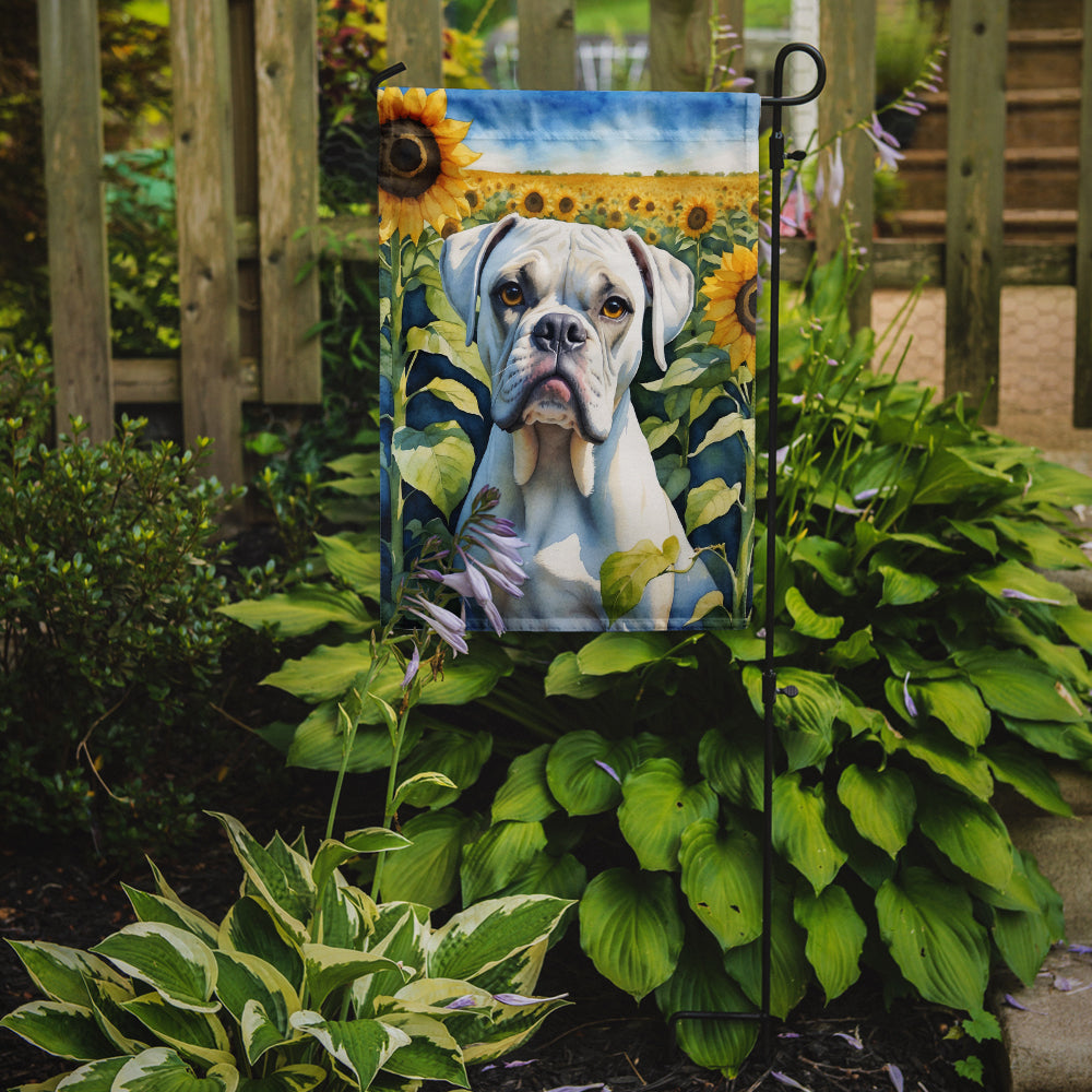 Boxer in Sunflowers Garden Flag