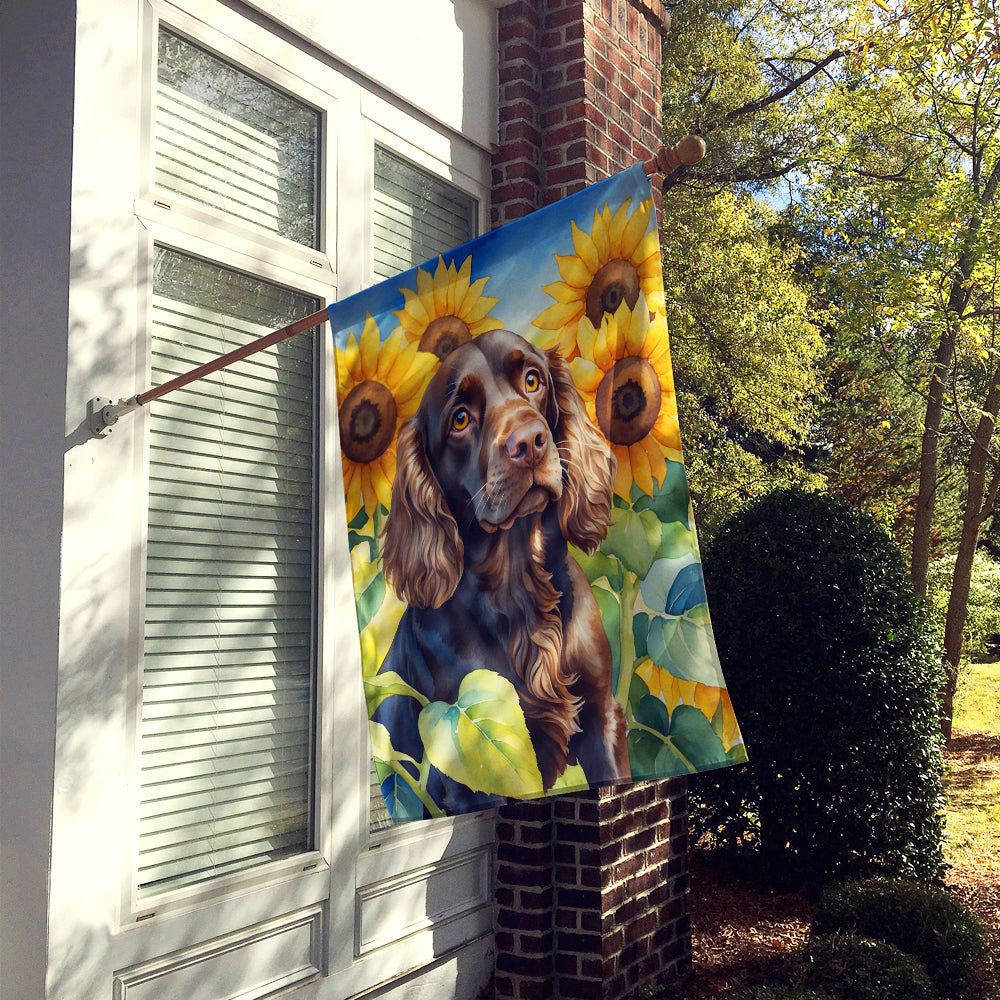 Boykin Spaniel in Sunflowers House Flag