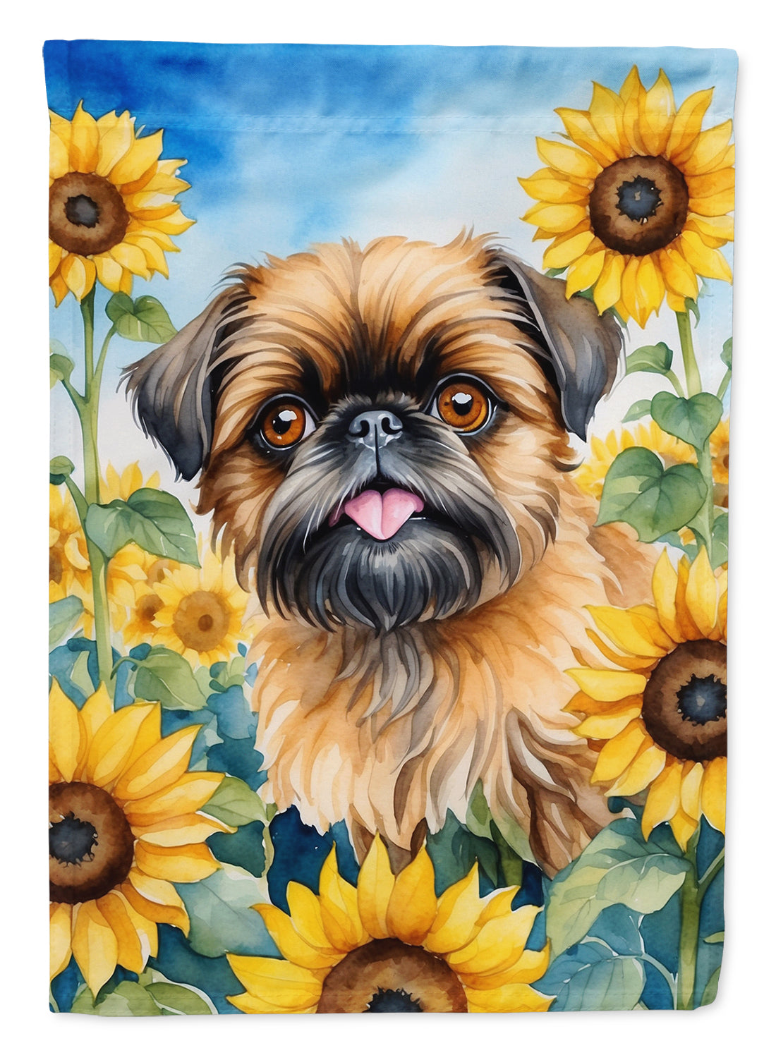 Buy this Brussels Griffon in Sunflowers House Flag