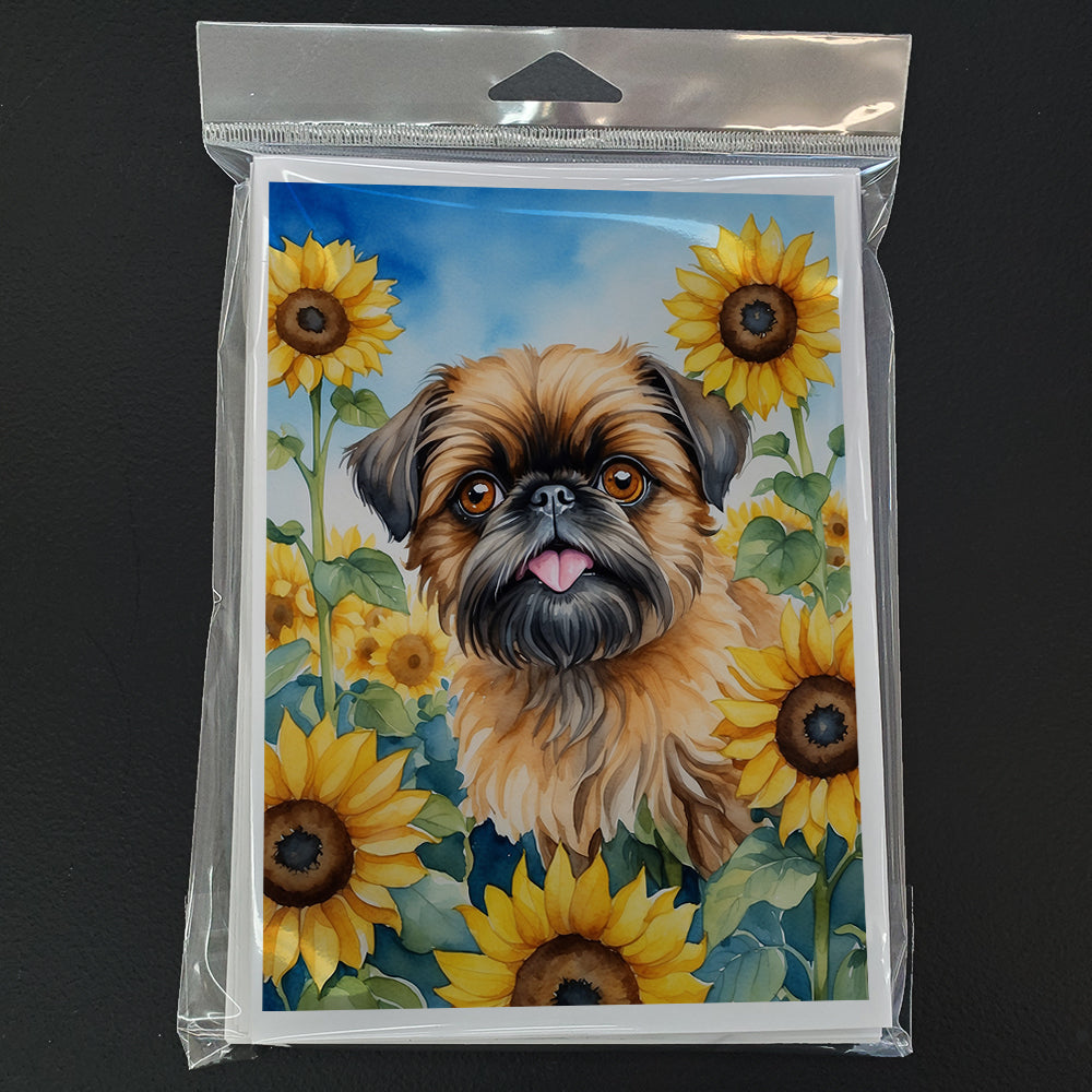 Brussels Griffon in Sunflowers Greeting Cards Pack of 8