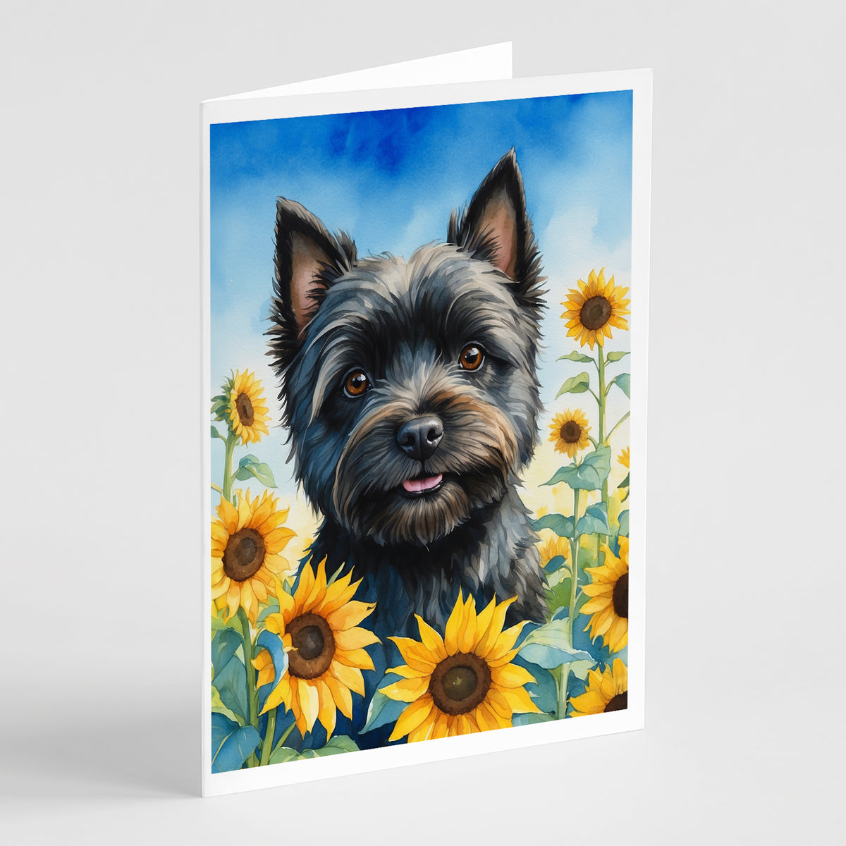 Buy this Cairn Terrier in Sunflowers Greeting Cards Pack of 8