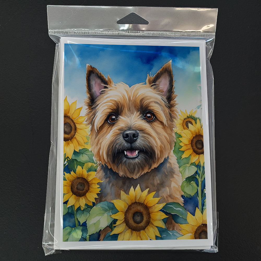 Cairn Terrier in Sunflowers Greeting Cards Pack of 8