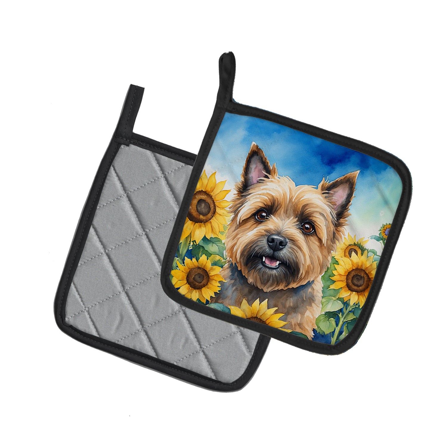 Cairn Terrier in Sunflowers Pair of Pot Holders