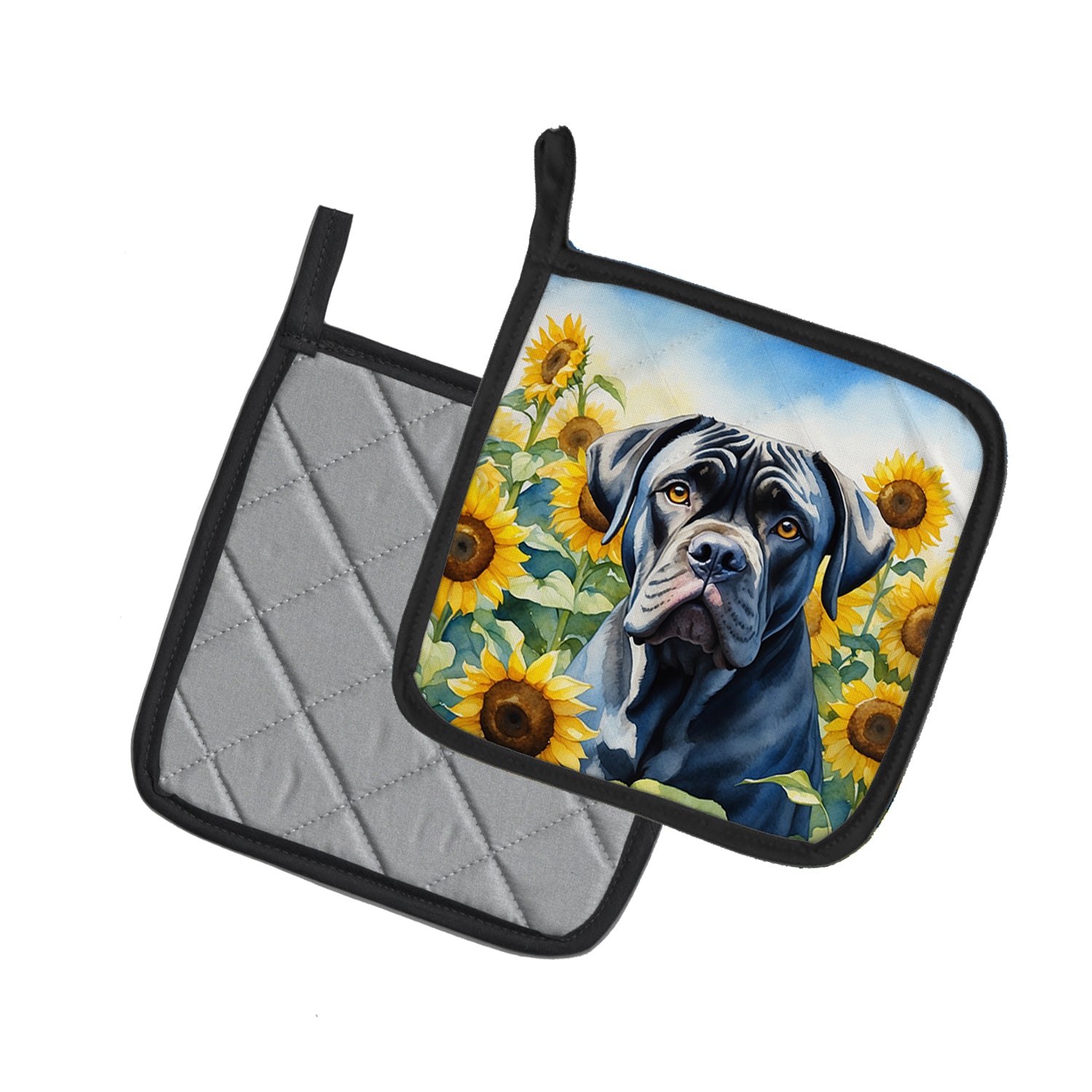 Cane Corso in Sunflowers Pair of Pot Holders