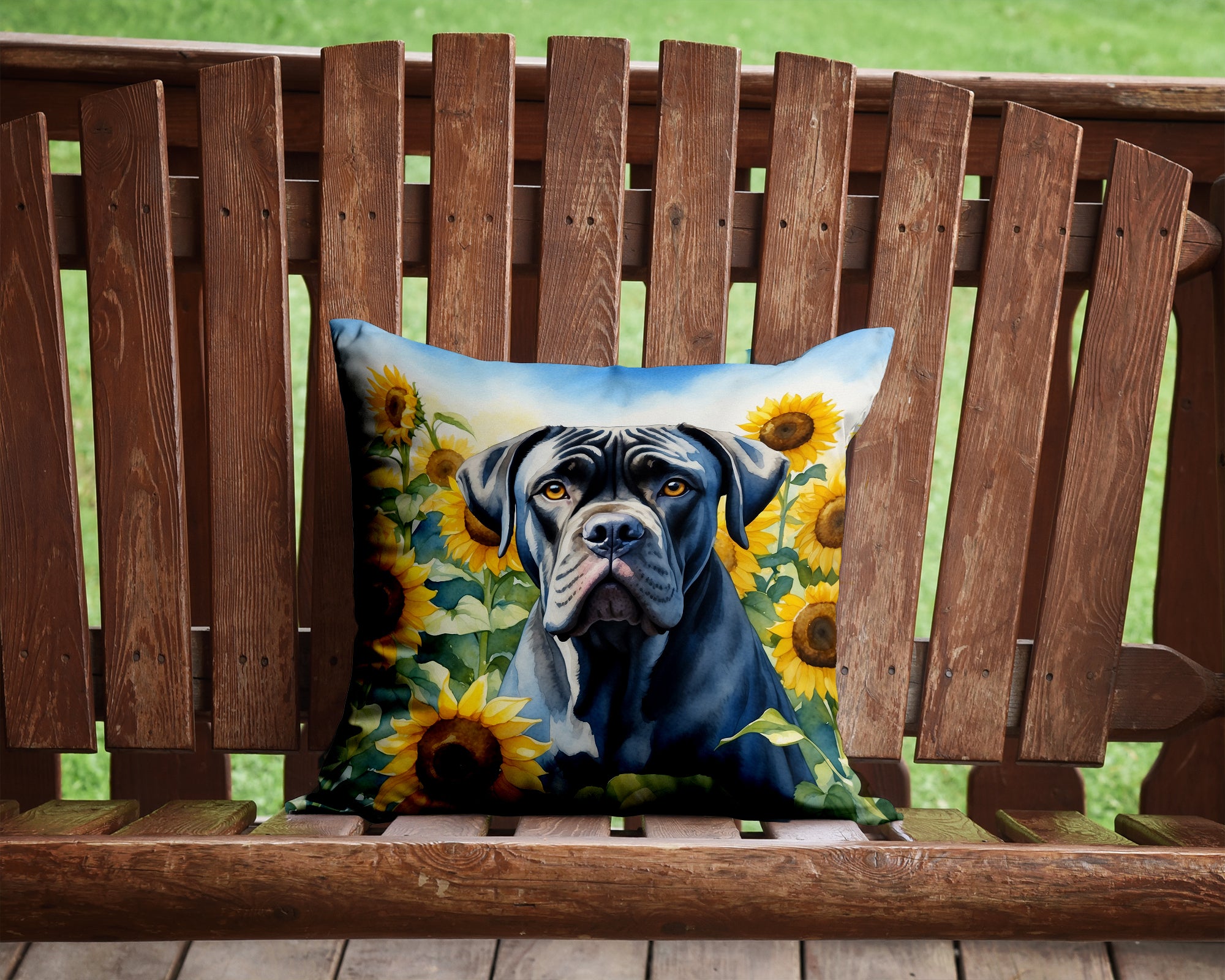 Cane Corso in Sunflowers Throw Pillow