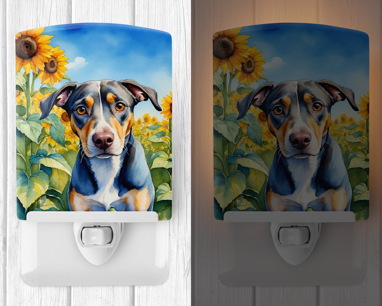 Caroline's Treasures Catahoula in Sunflowers Ceramic Night Light