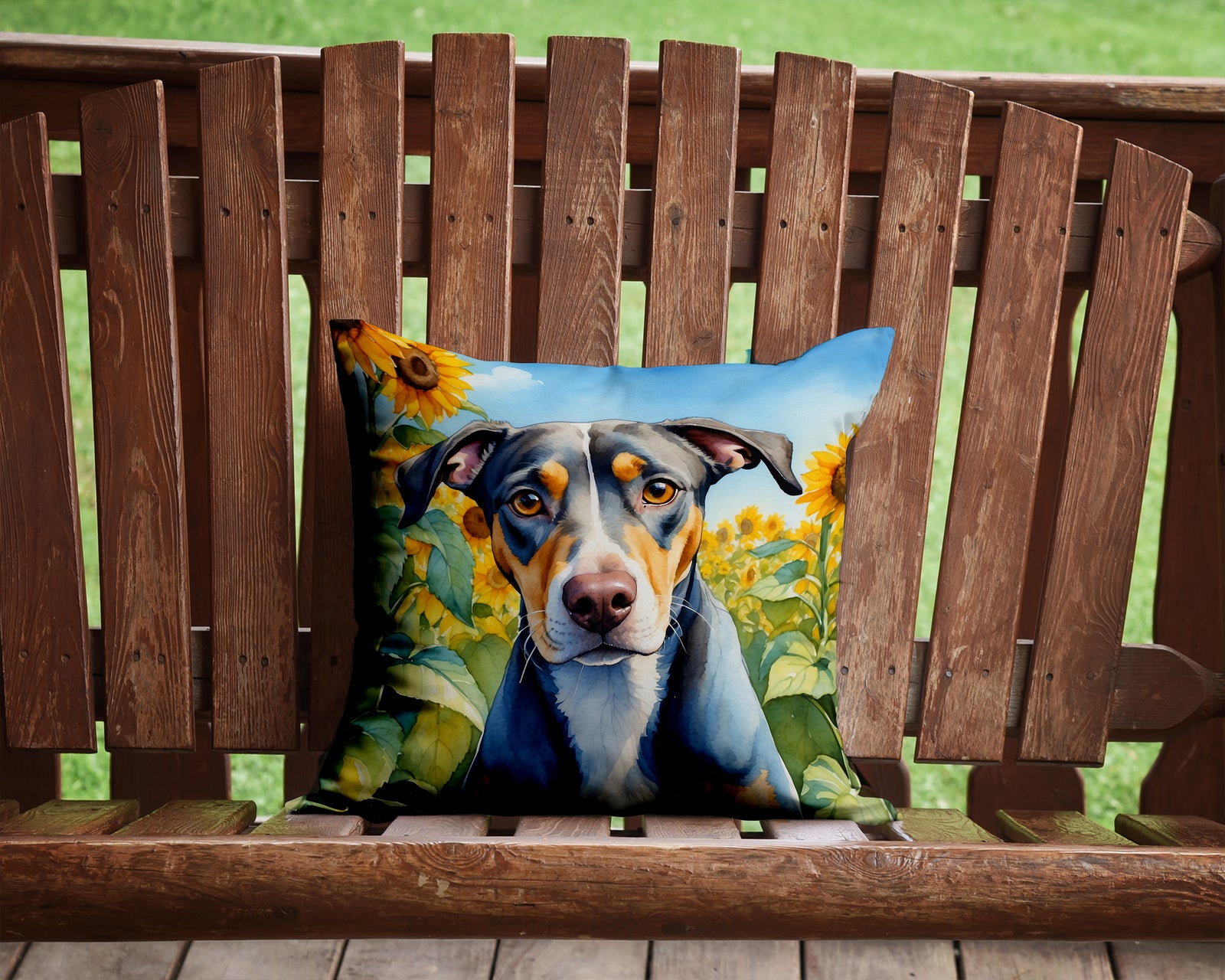Caroline's Treasures Catahoula in Sunflowers Throw Pillow - 14x14 Decorative Pillow – Art for Your Home & Patio