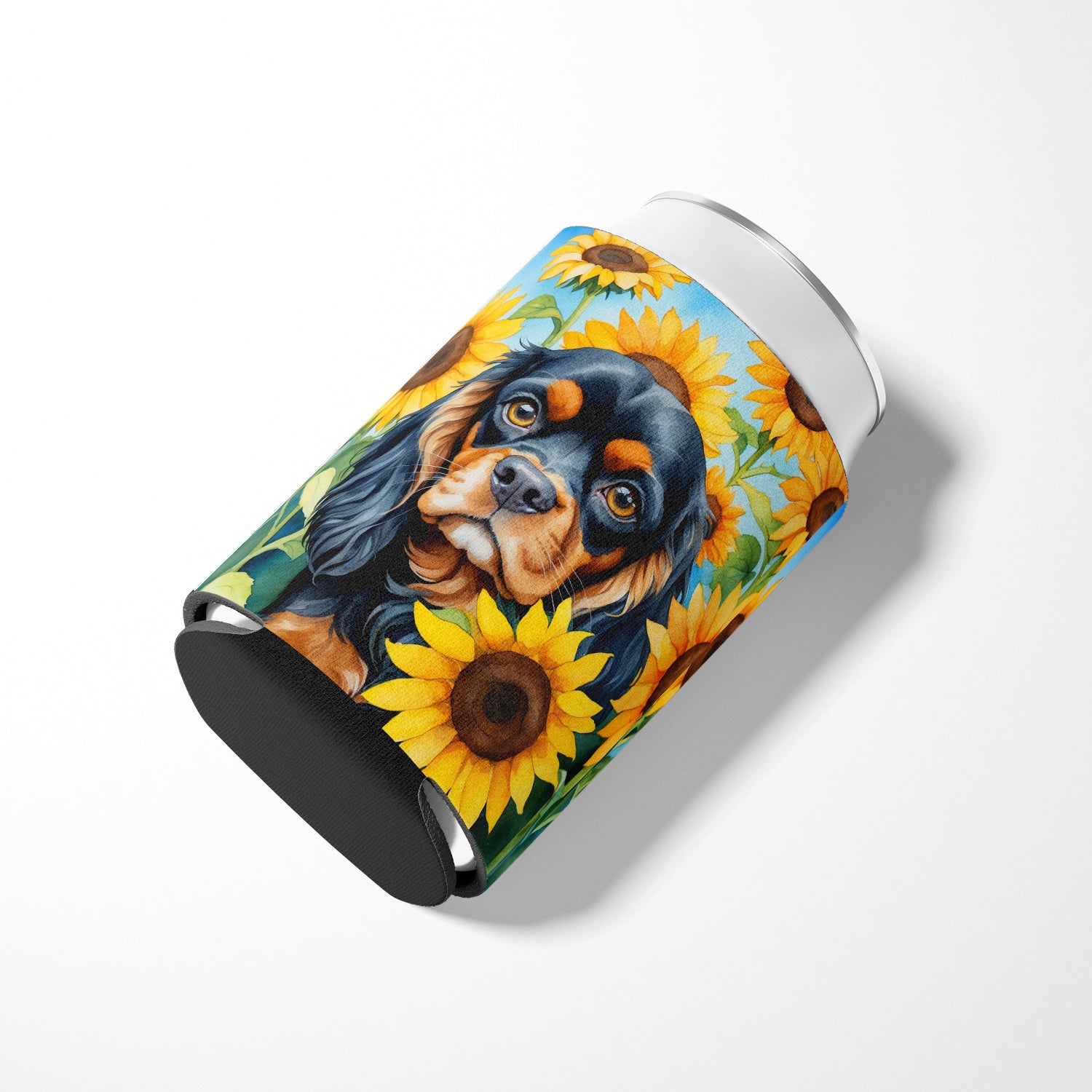 Cavalier Spaniel in Sunflowers Can or Bottle Hugger