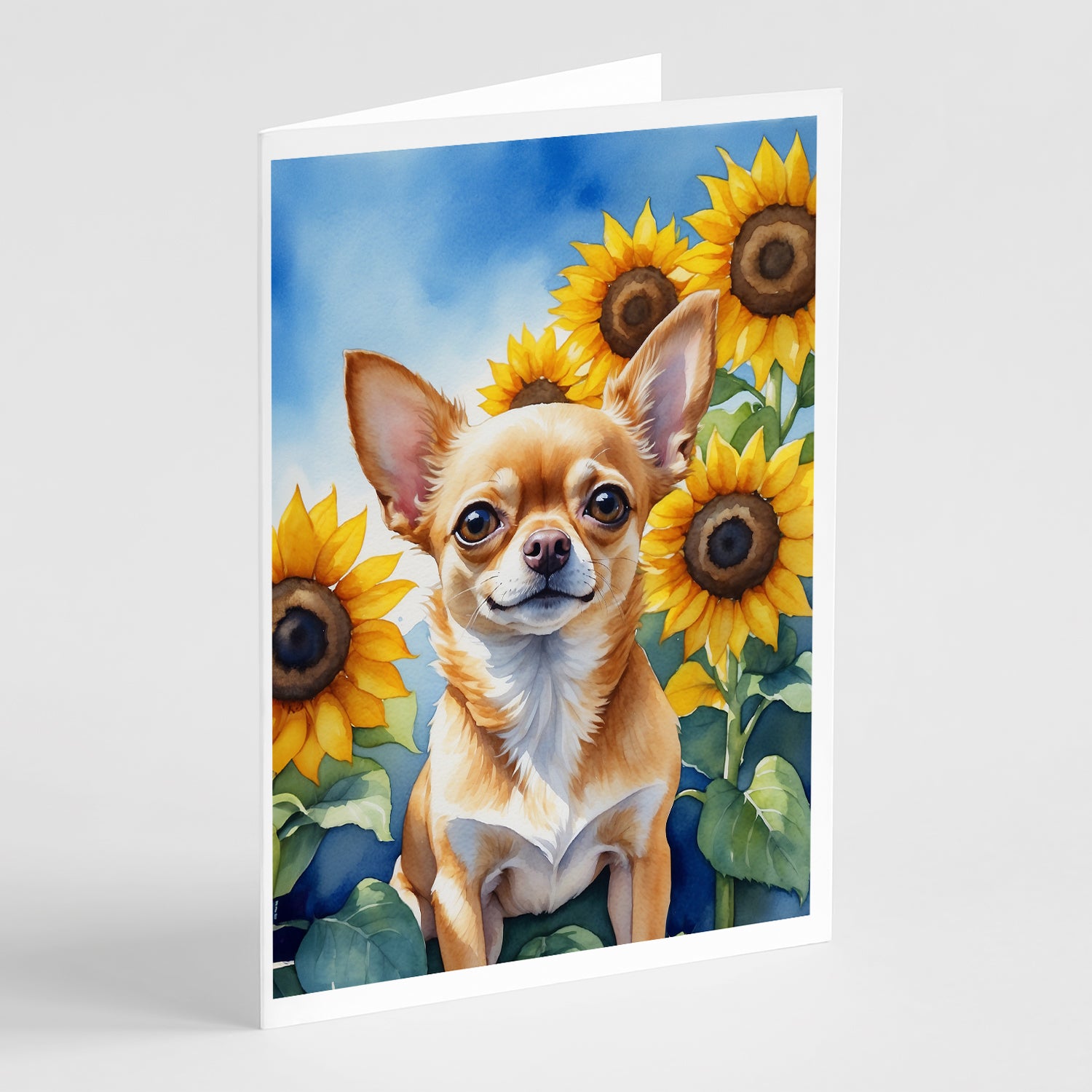 Buy this Chihuahua in Sunflowers Greeting Cards Pack of 8