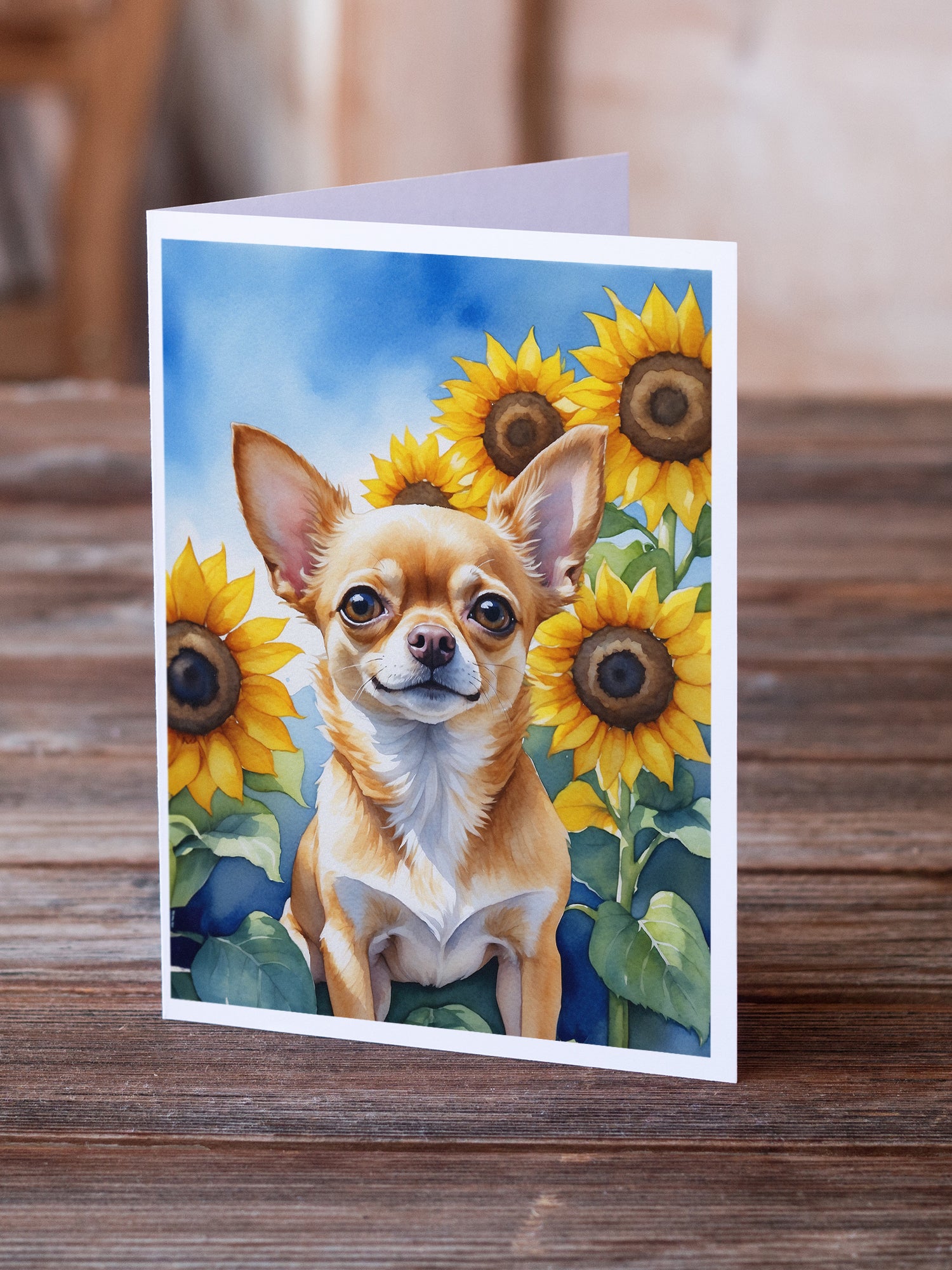 Buy this Chihuahua in Sunflowers Greeting Cards Pack of 8