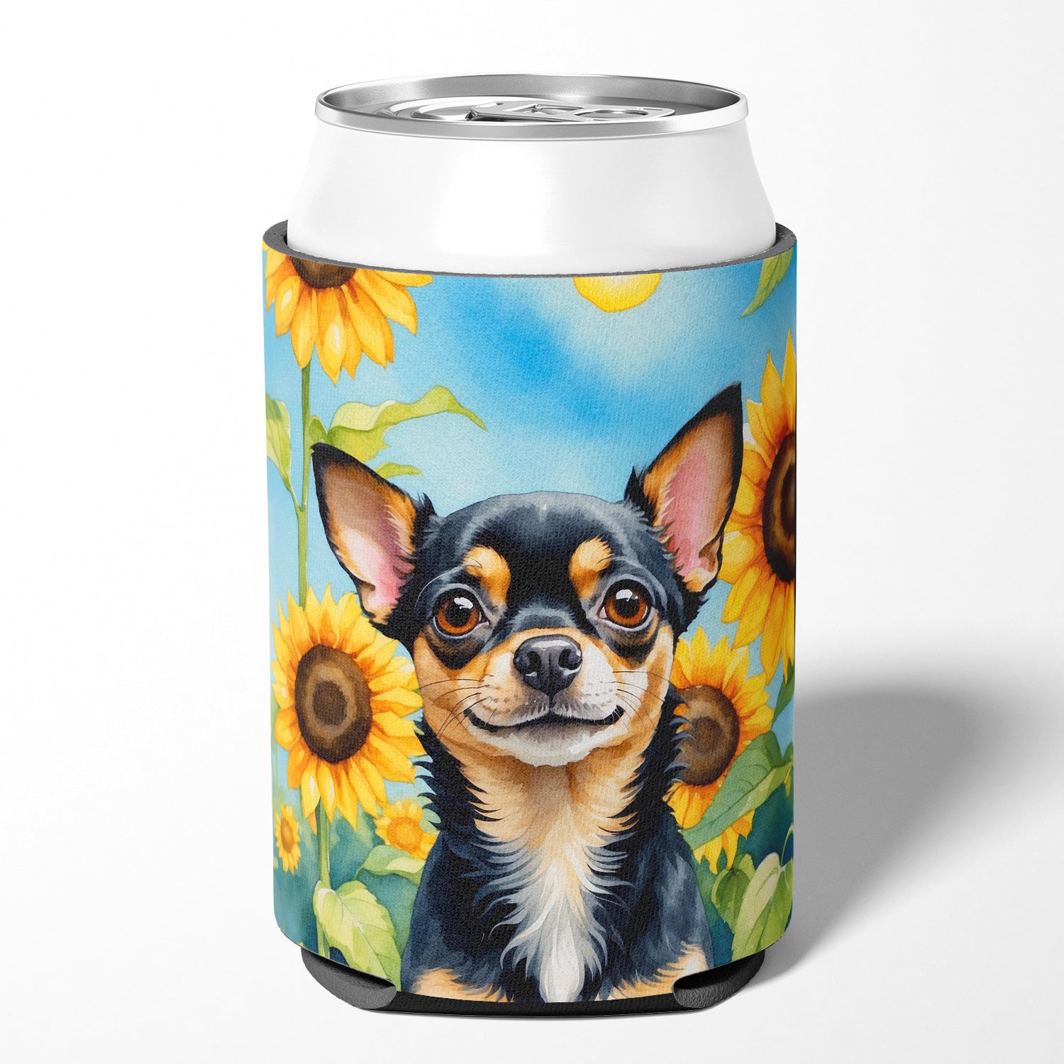 Buy this Chihuahua in Sunflowers Can or Bottle Hugger