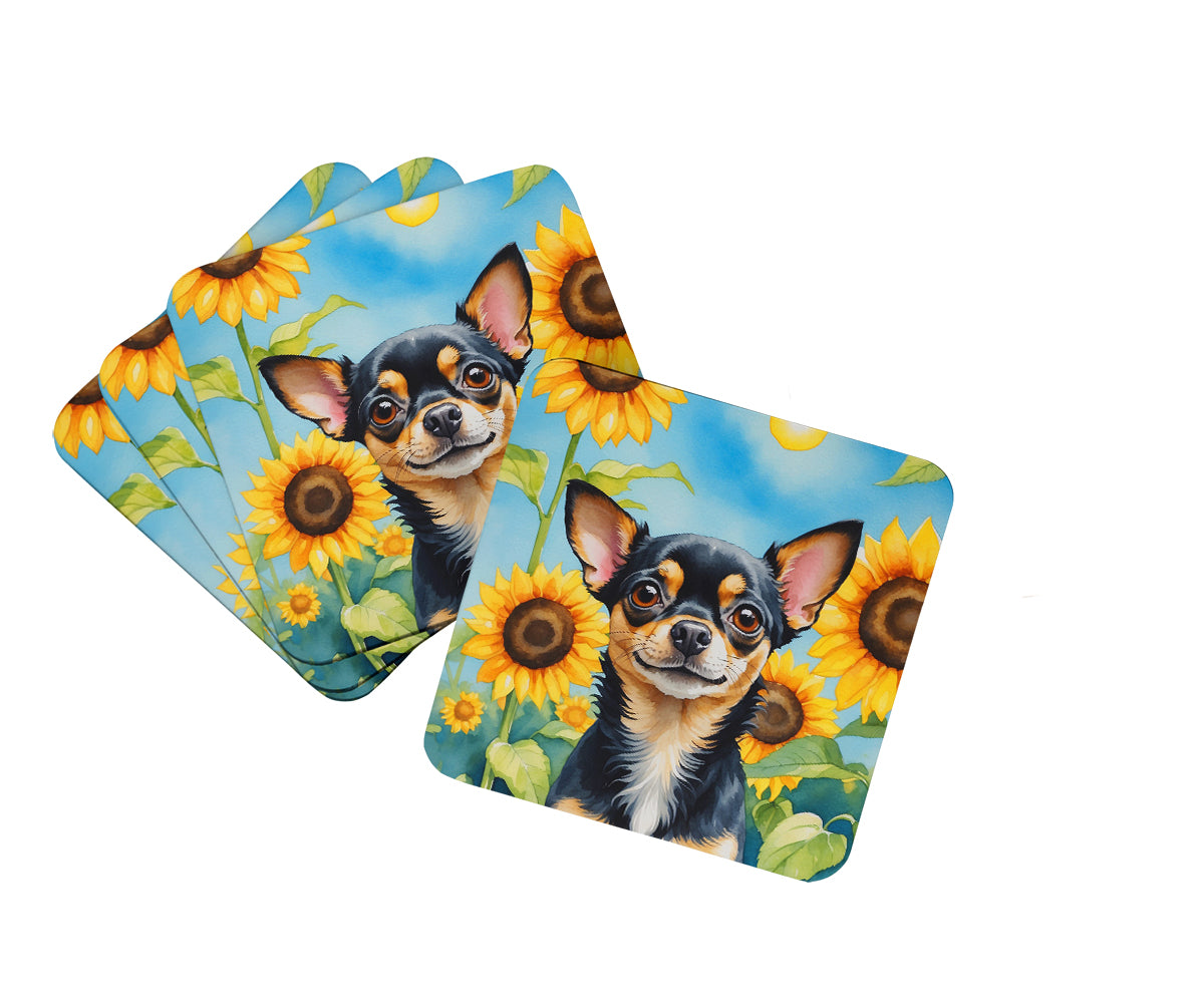 Buy this Chihuahua in Sunflowers Foam Coasters