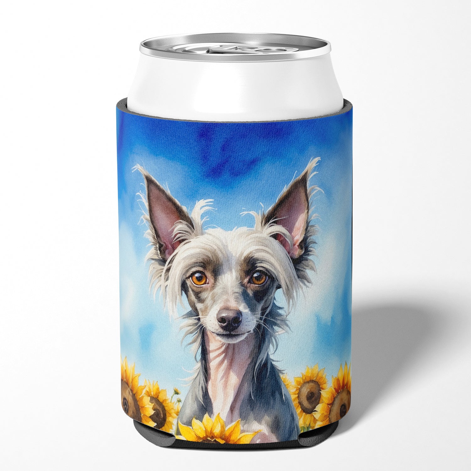 Chinese Crested in Sunflowers Can or Bottle Hugger