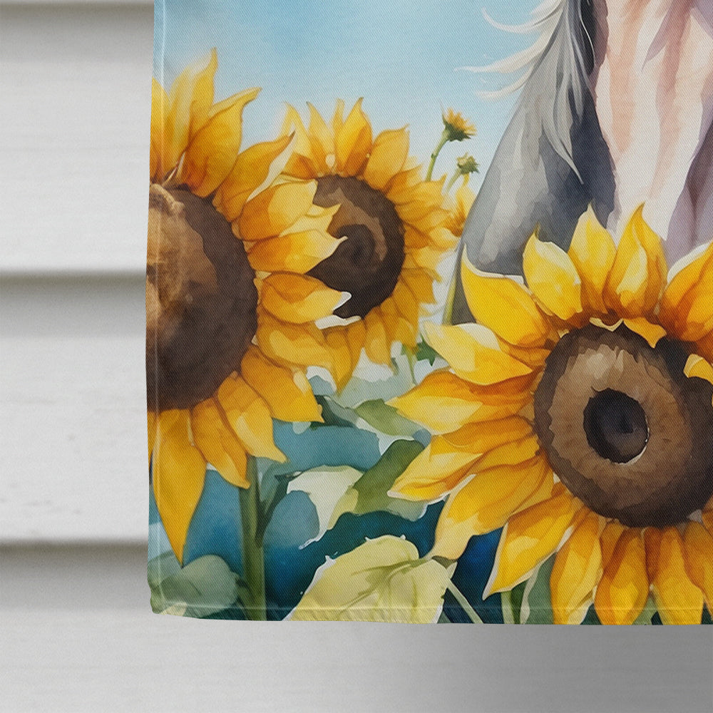 Chinese Crested in Sunflowers House Flag