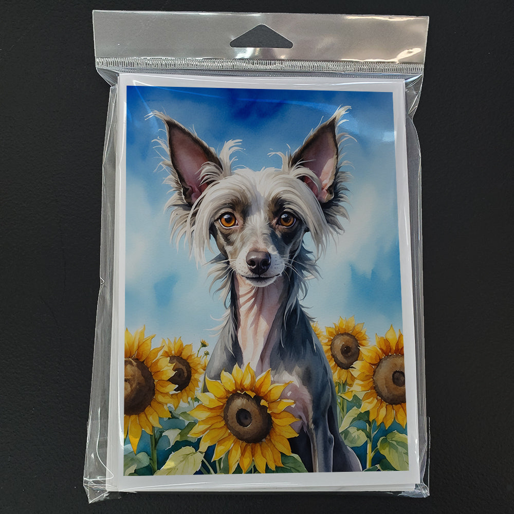 Chinese Crested in Sunflowers Greeting Cards Pack of 8