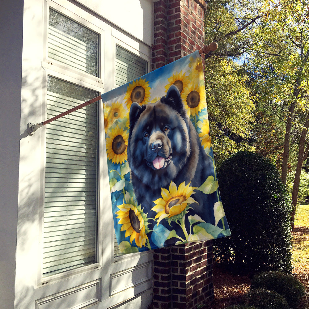 Chow Chow in Sunflowers House Flag