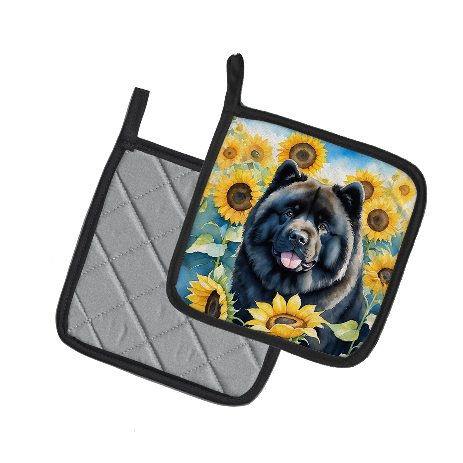 Chow Chow in Sunflowers Pair of Pot Holders