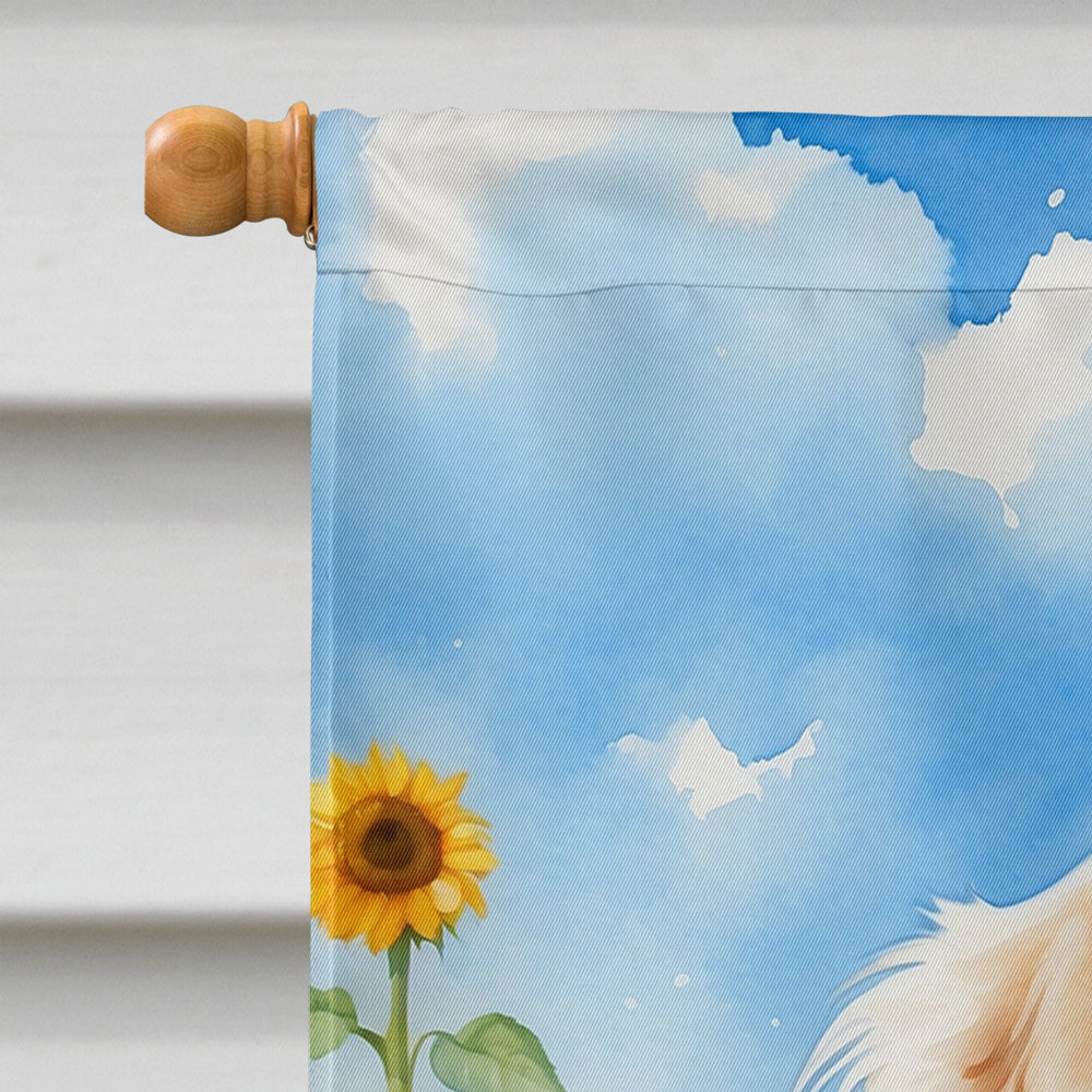 Clumber Spaniel in Sunflowers House Flag