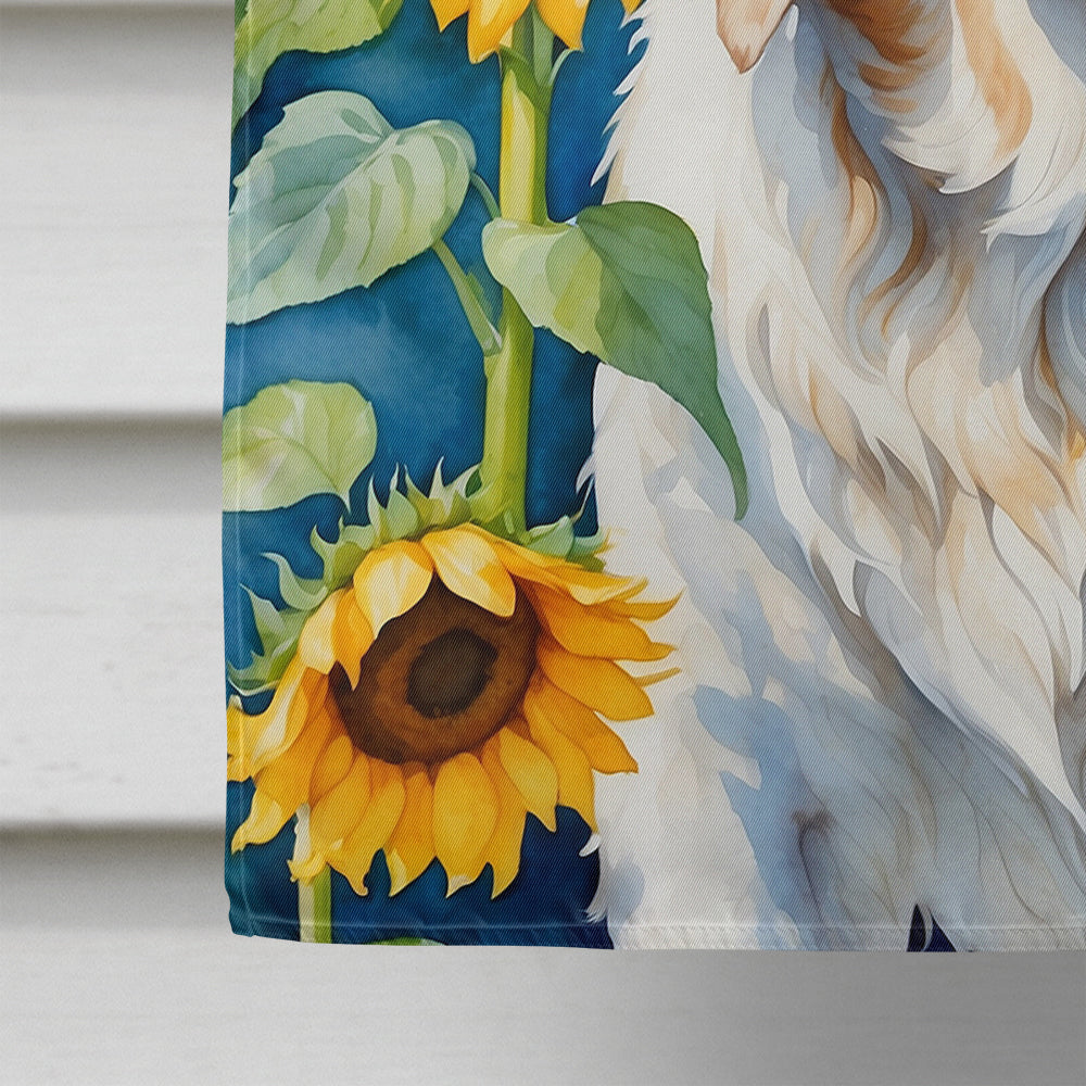 Clumber Spaniel in Sunflowers House Flag