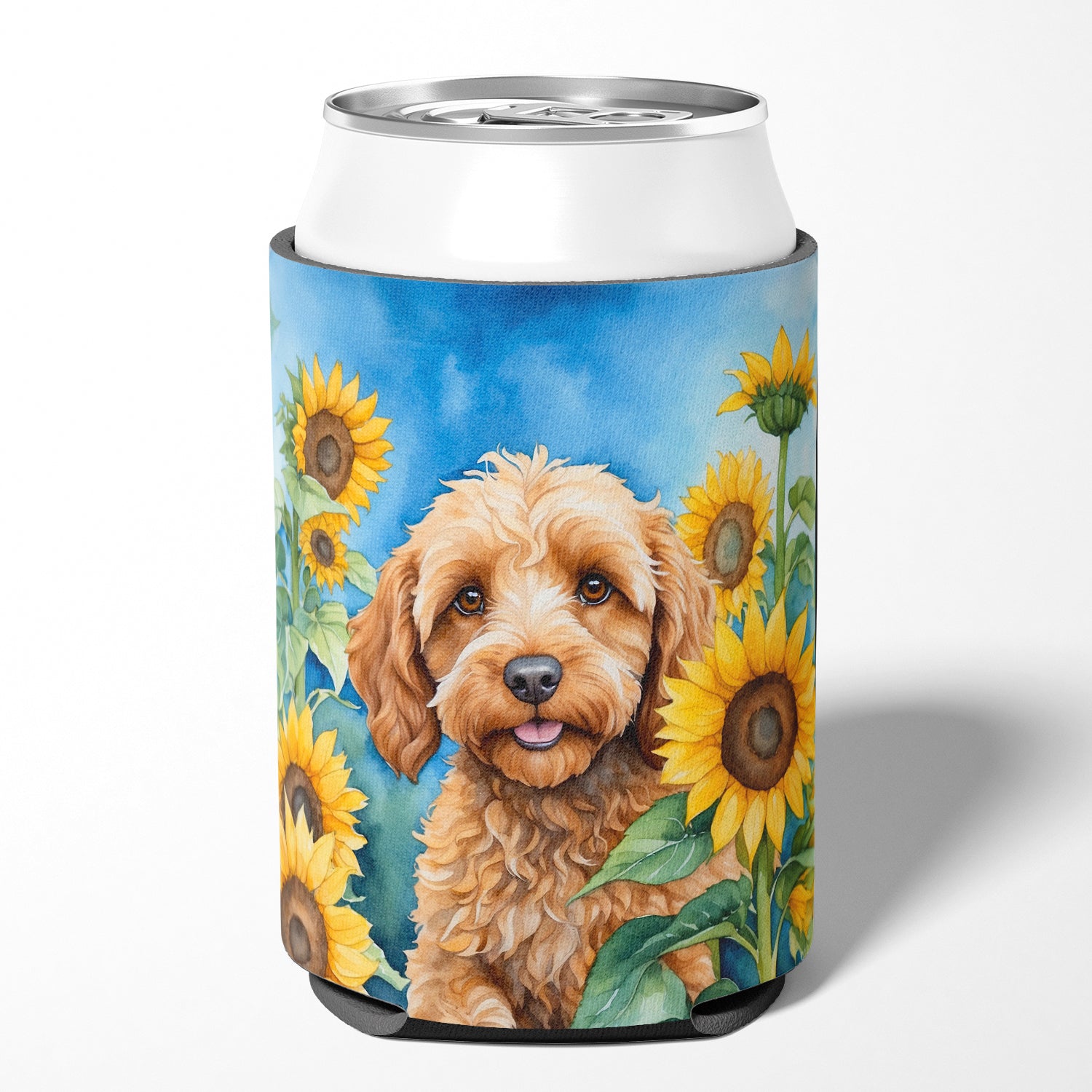 Buy this Cockapoo in Sunflowers Can or Bottle Hugger