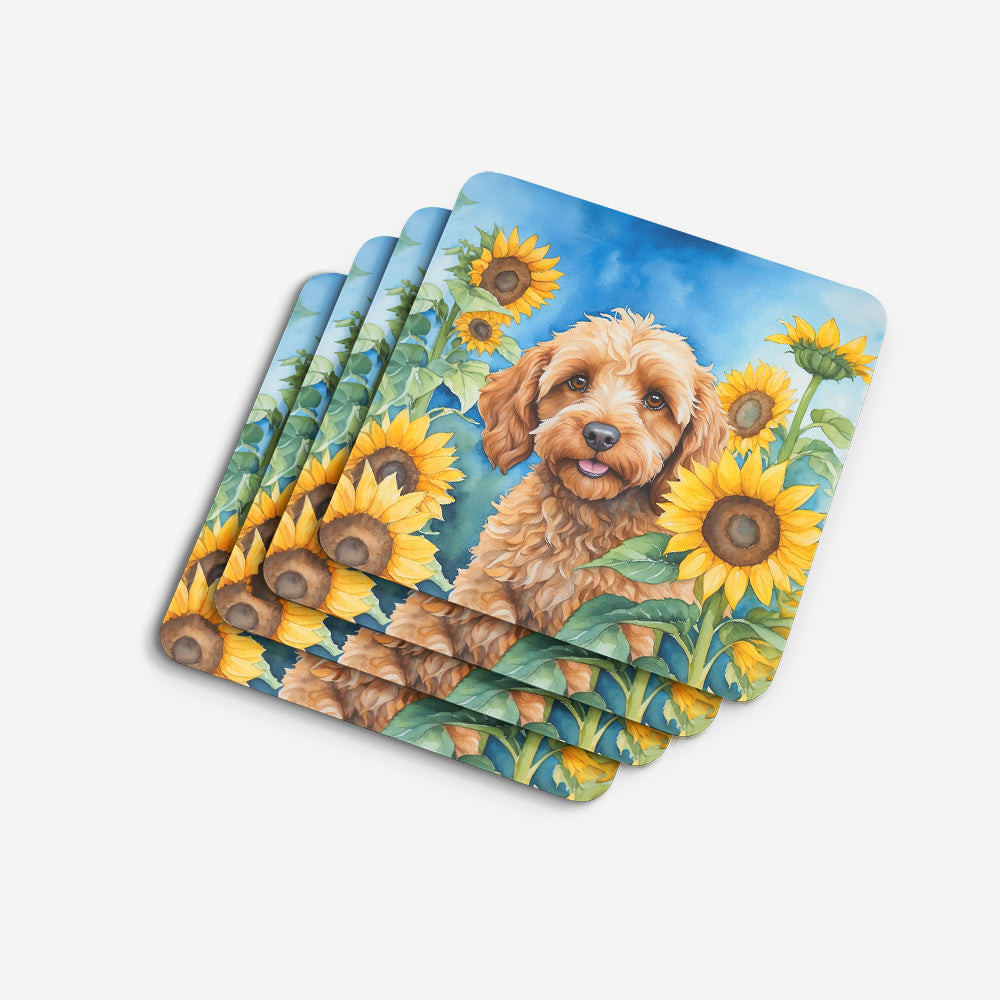 Cockapoo in Sunflowers Foam Coasters