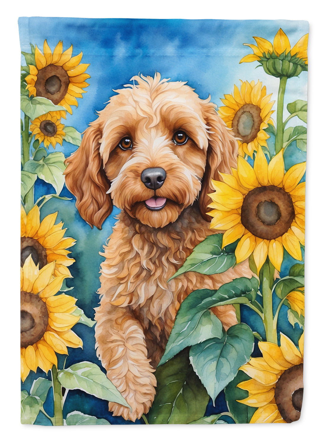 Buy this Cockapoo in Sunflowers Garden Flag