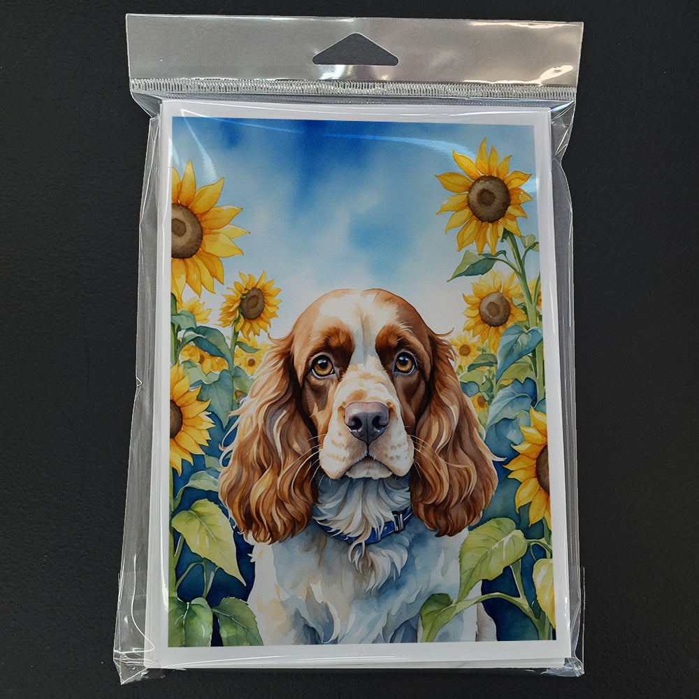 Cocker Spaniel in Sunflowers Greeting Cards Pack of 8