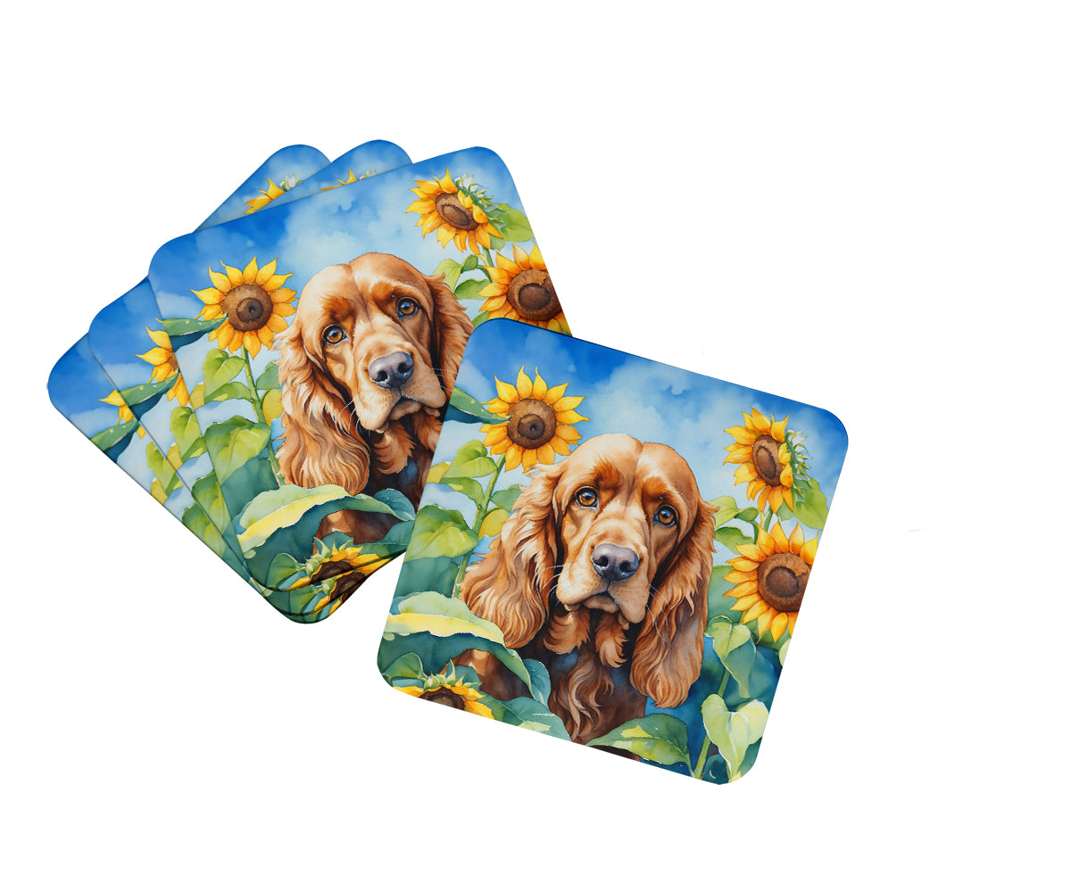 Buy this Cocker Spaniel in Sunflowers Foam Coasters