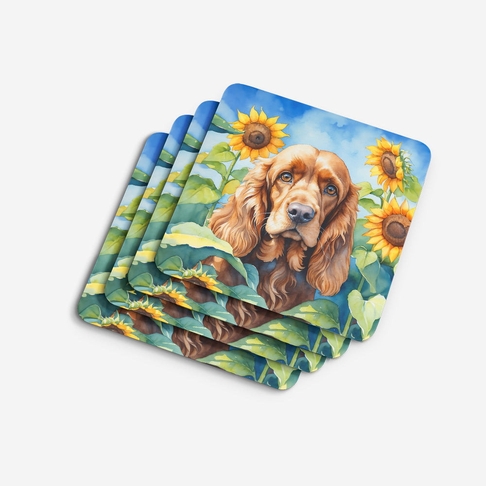 Cocker Spaniel in Sunflowers Foam Coasters