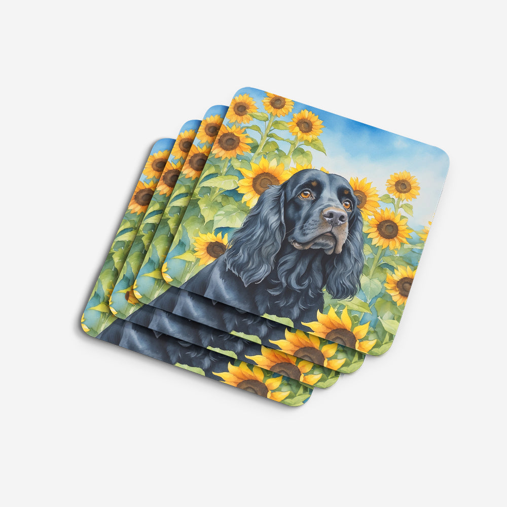 Cocker Spaniel in Sunflowers Foam Coasters