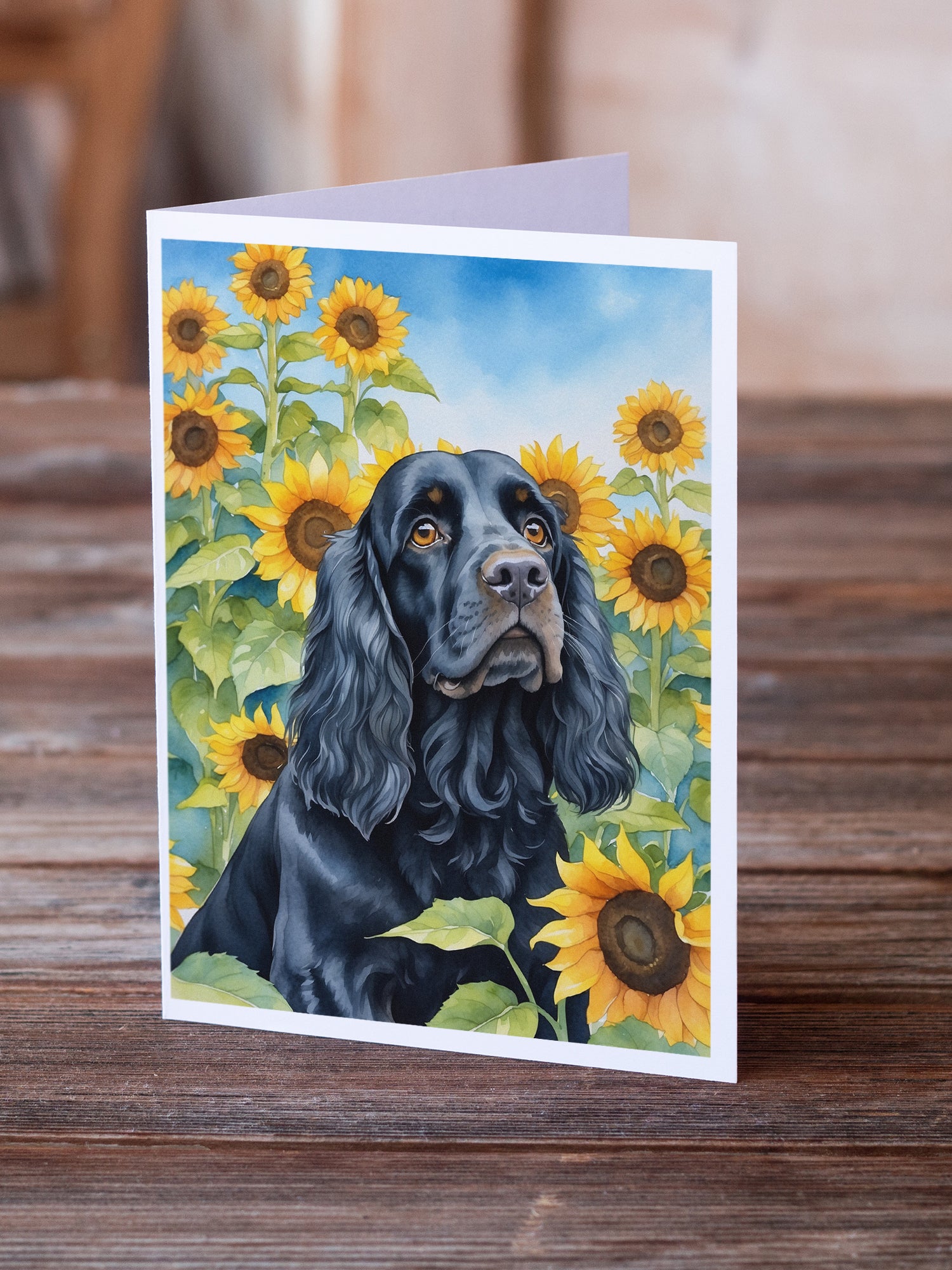 Cocker Spaniel in Sunflowers Greeting Cards Pack of 8