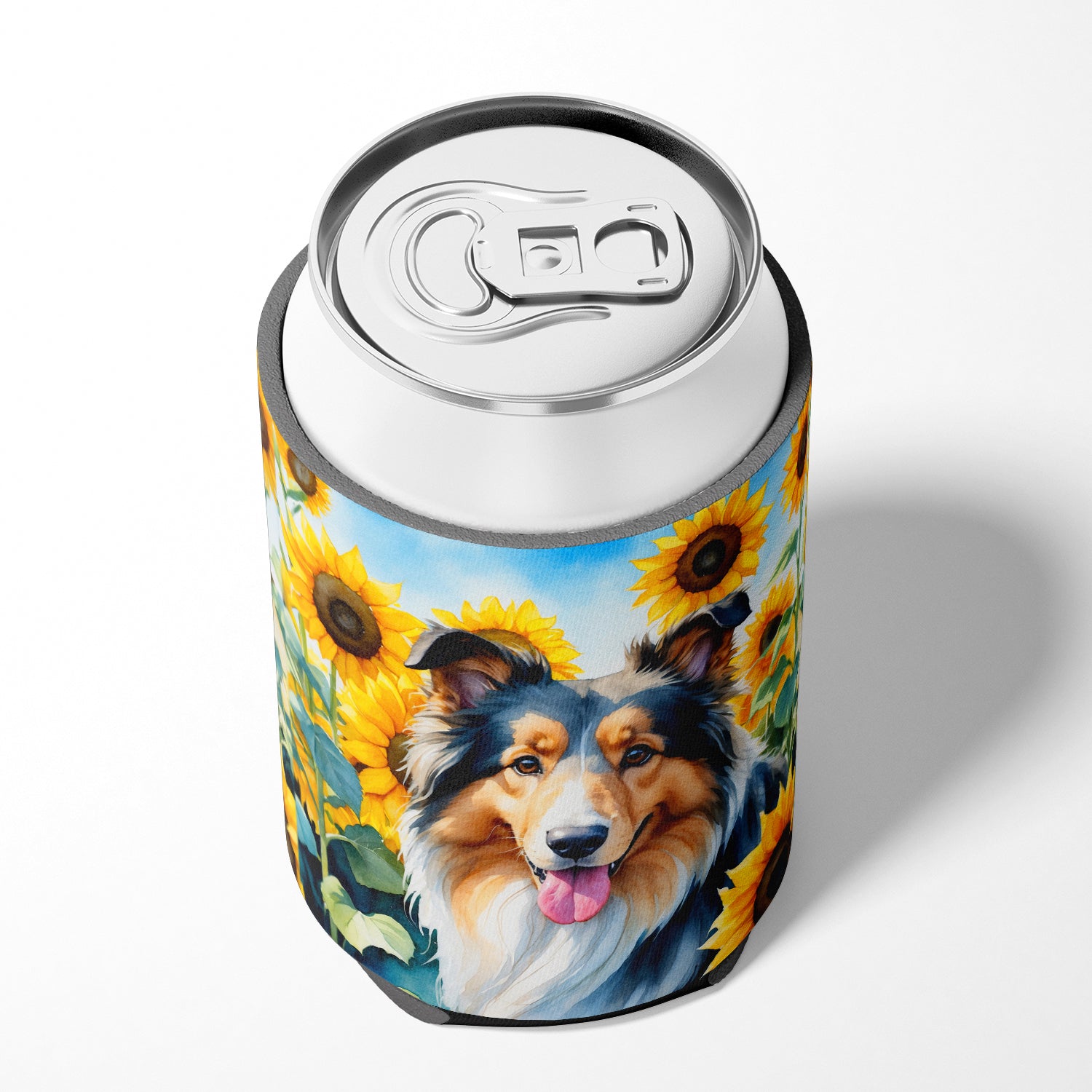 Collie in Sunflowers Can or Bottle Hugger