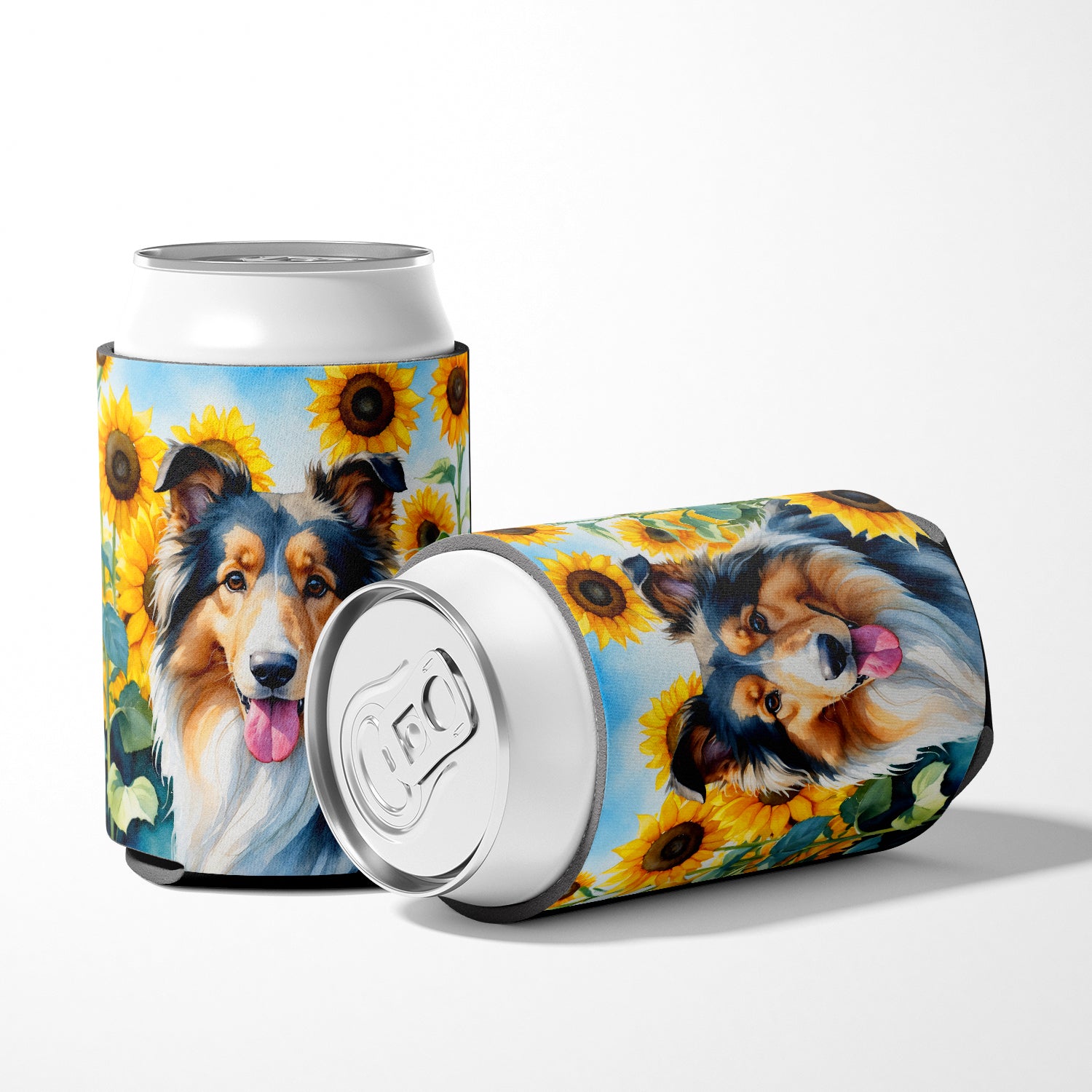 Collie in Sunflowers Can or Bottle Hugger