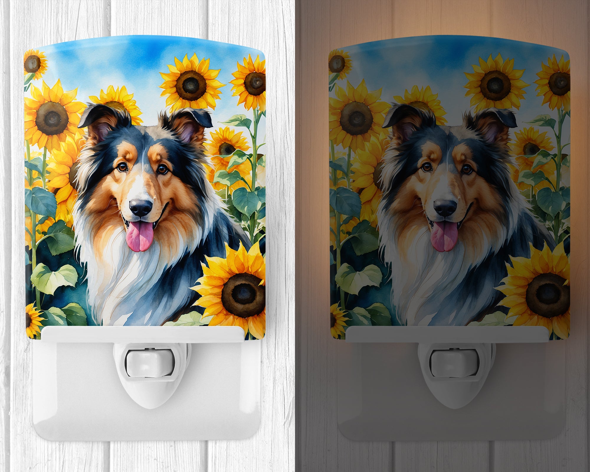 Buy this Collie in Sunflowers Ceramic Night Light