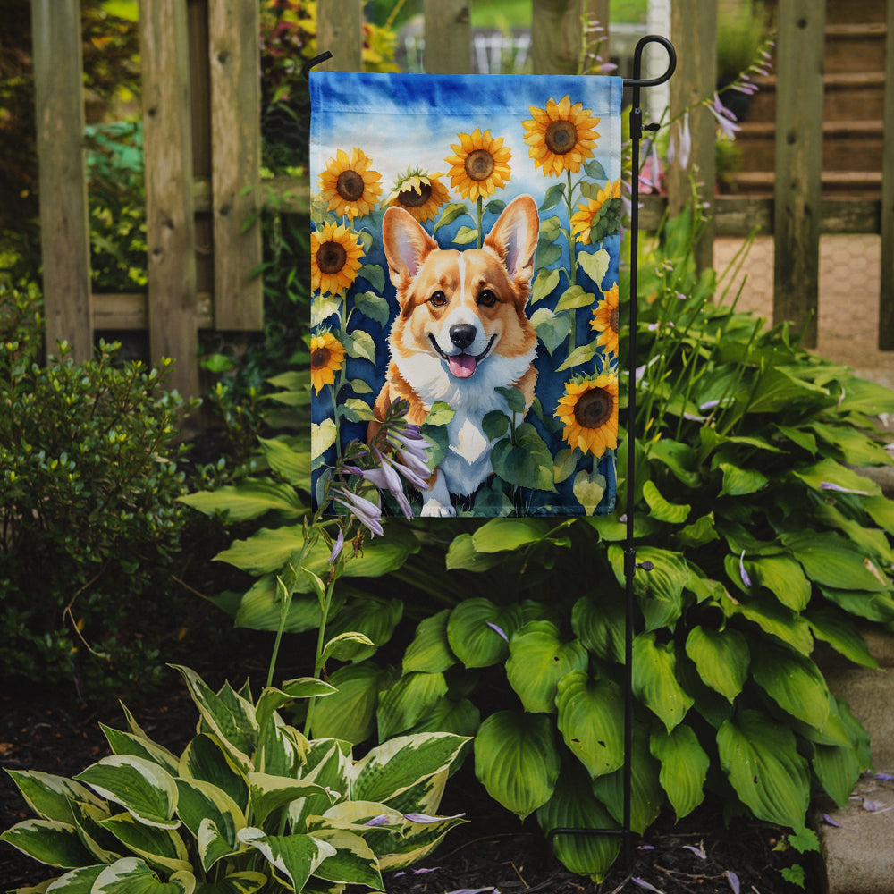 Corgi in Sunflowers Garden Flag