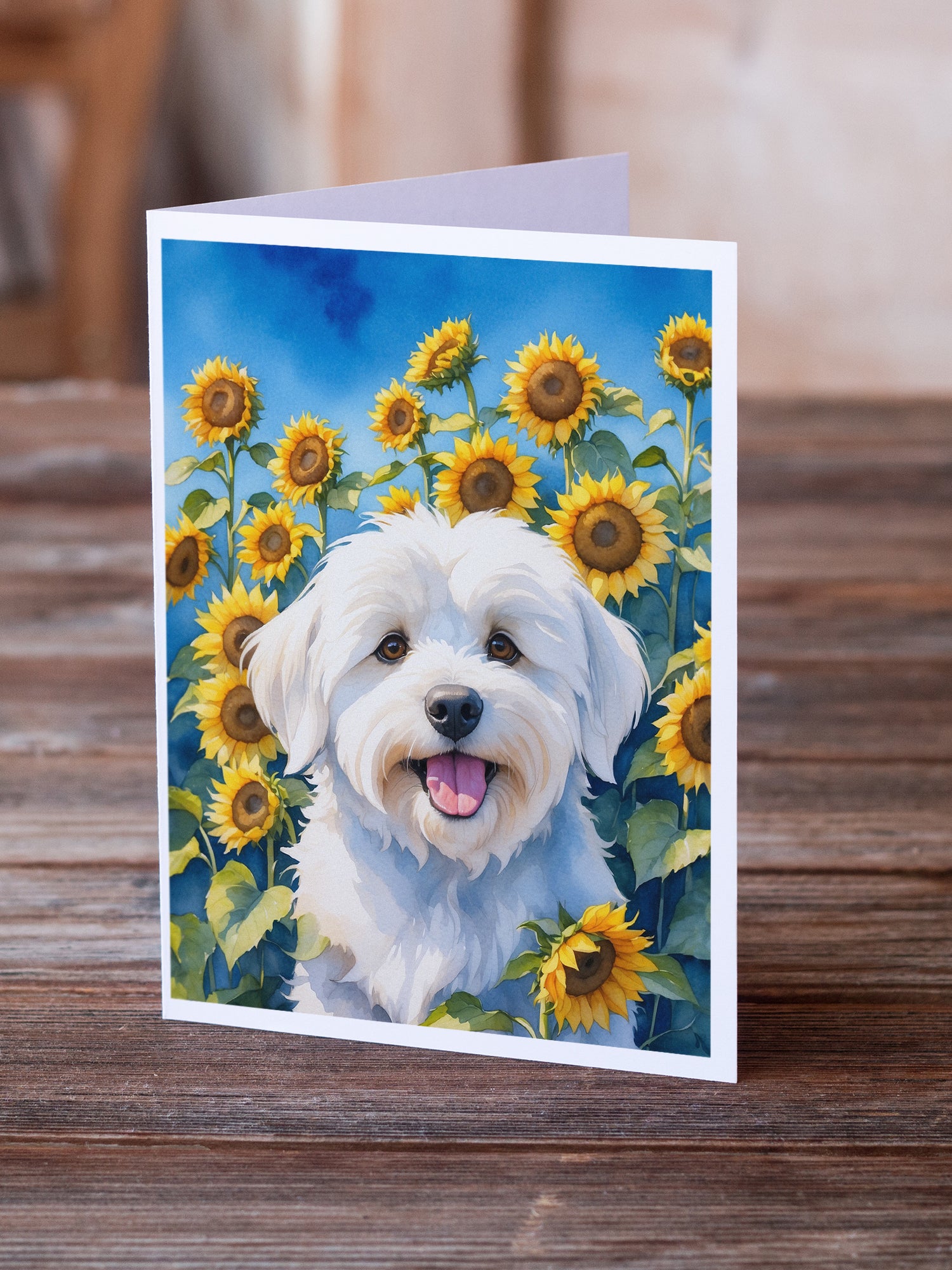 Coton de Tulear in Sunflowers Greeting Cards Pack of 8