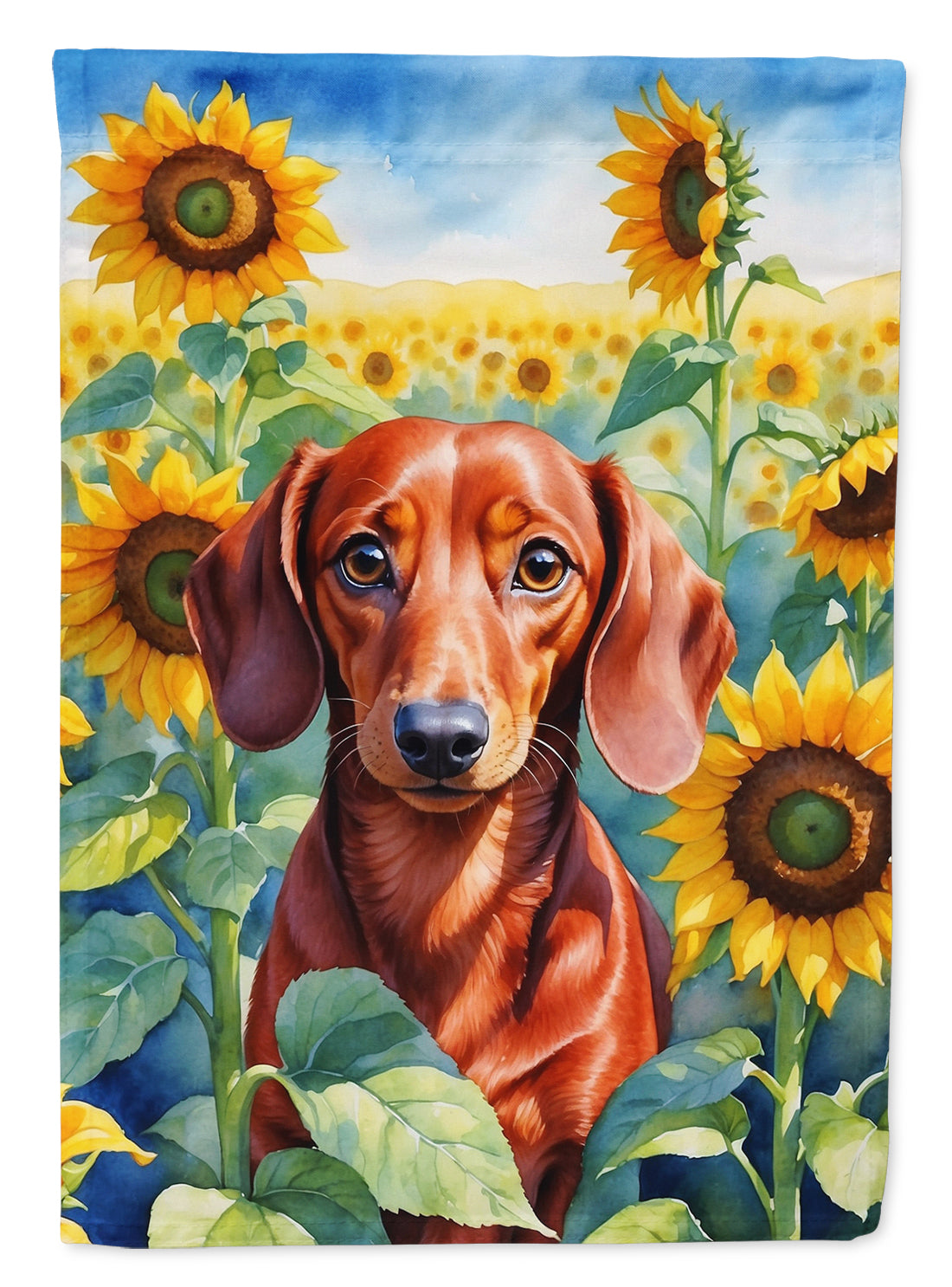 Buy this Dachshund in Sunflowers House Flag