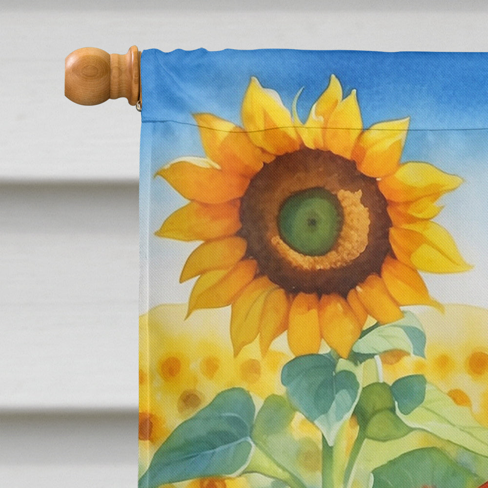 Dachshund in Sunflowers House Flag